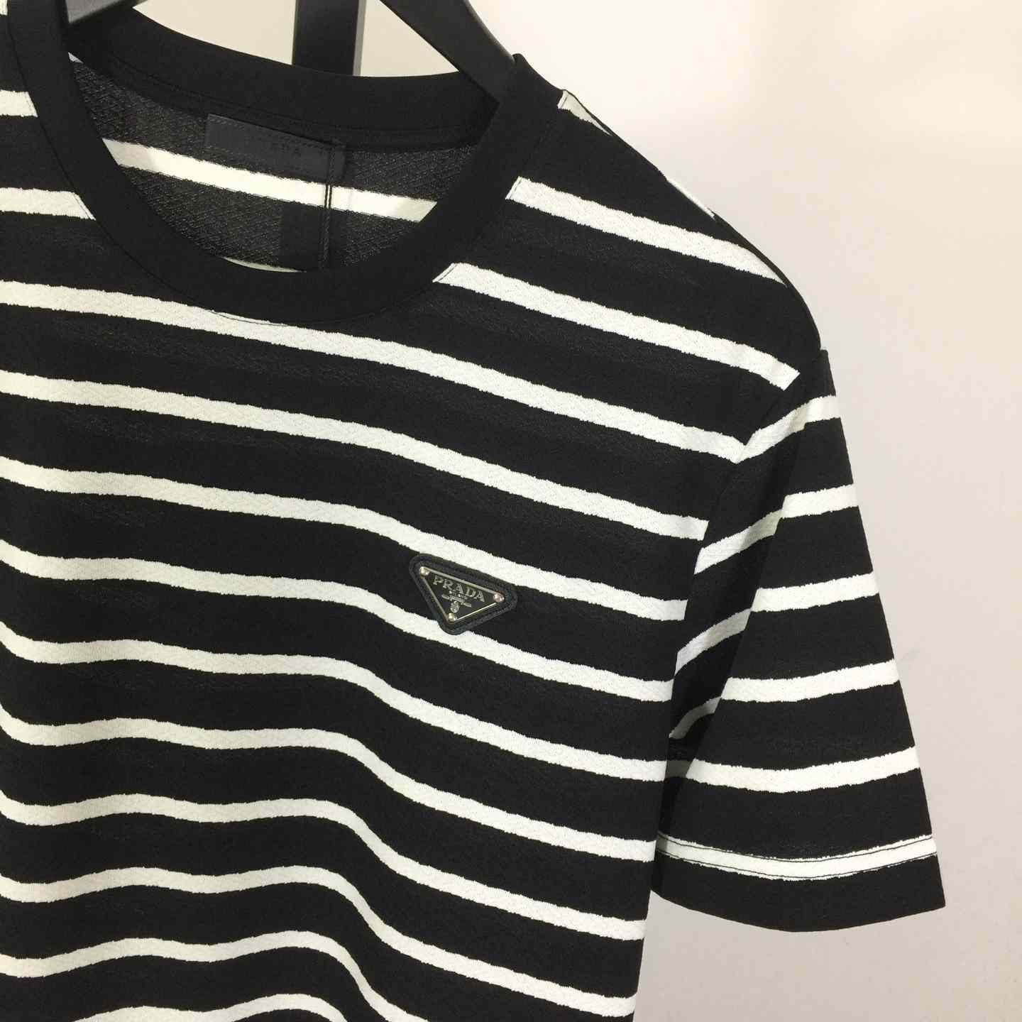 Prada Striped Short Sleeve Cotton T-Shirt - DesignerGu