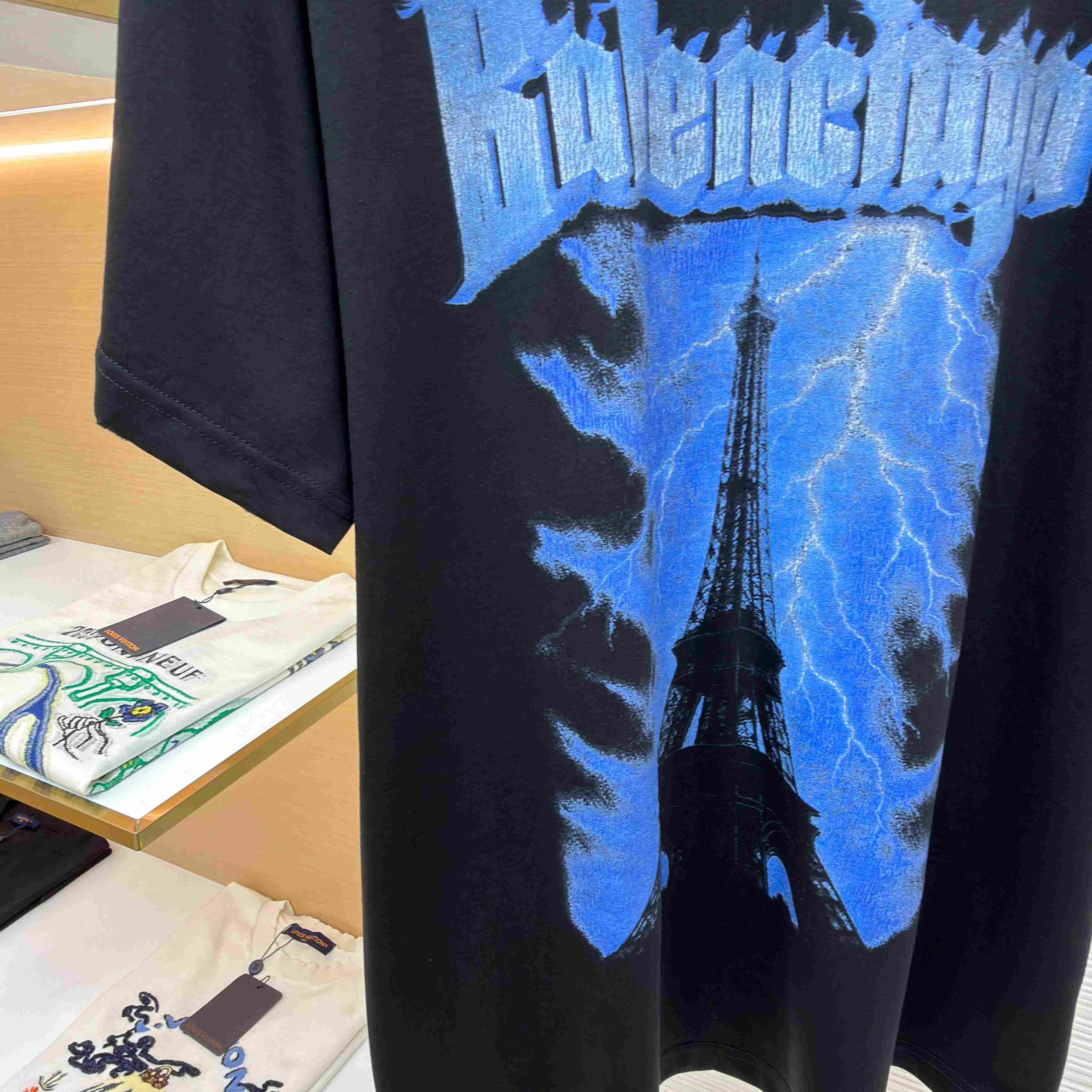 Balenciaga Paris Thunderstorm Oversized T-shirt In Black - DesignerGu