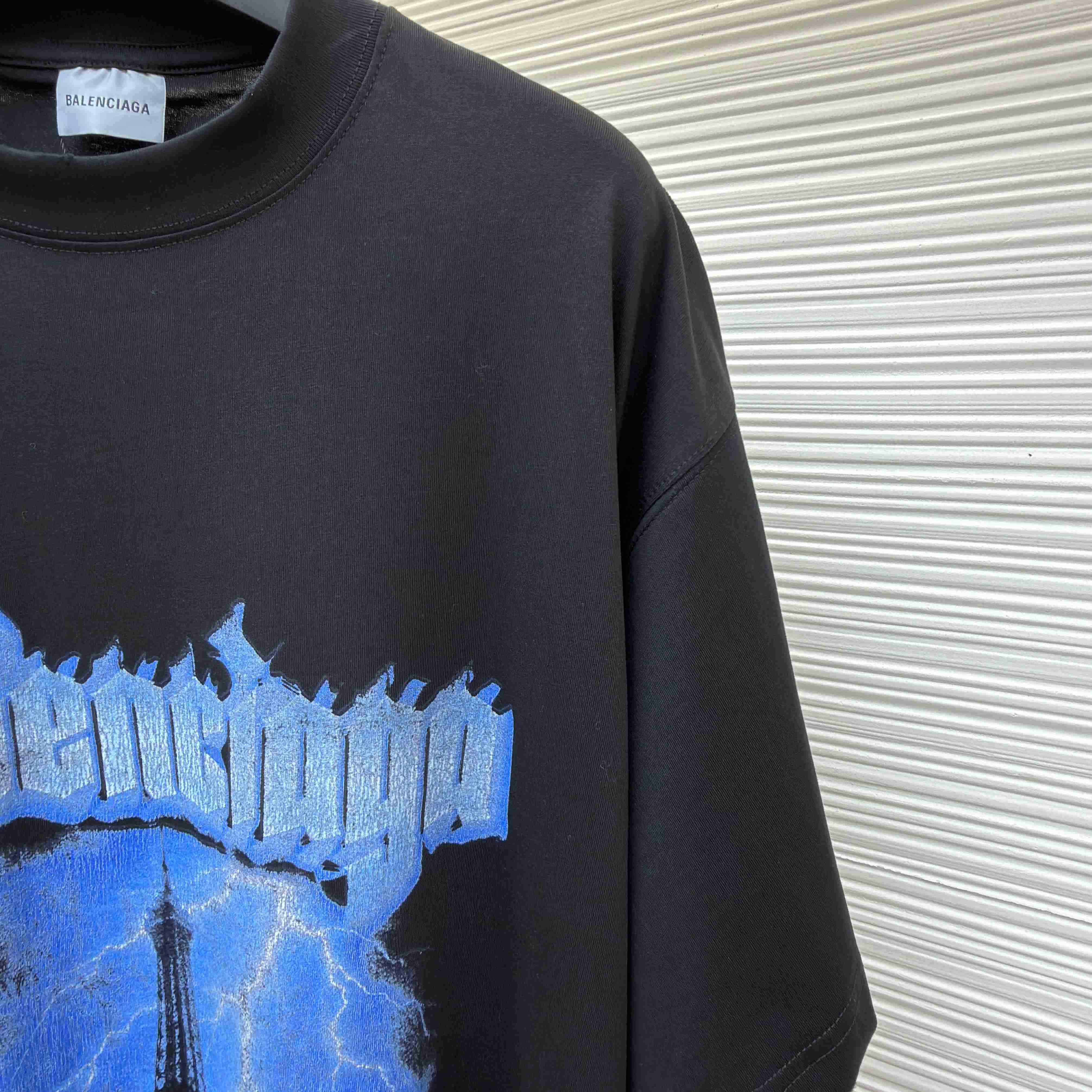 Balenciaga Paris Thunderstorm Oversized T-shirt In Black - DesignerGu