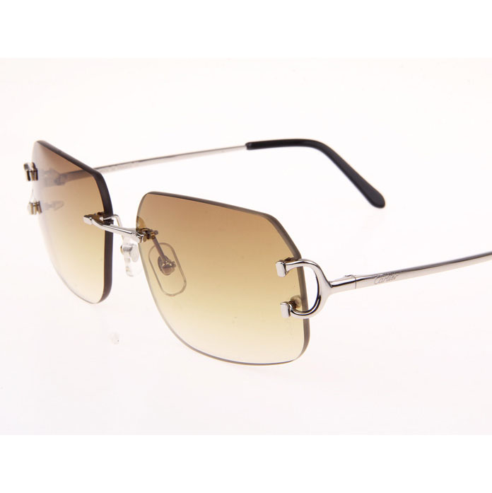 Cartier CT 4193833 Sunglasses In Silver Gradient Brown - DesignerGu