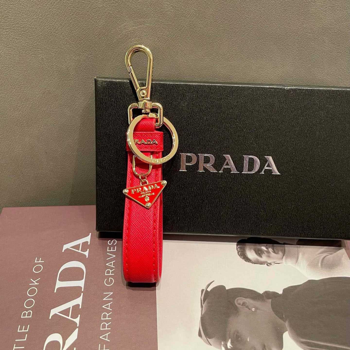 Prada Saffiano Leather Keychain - DesignerGu