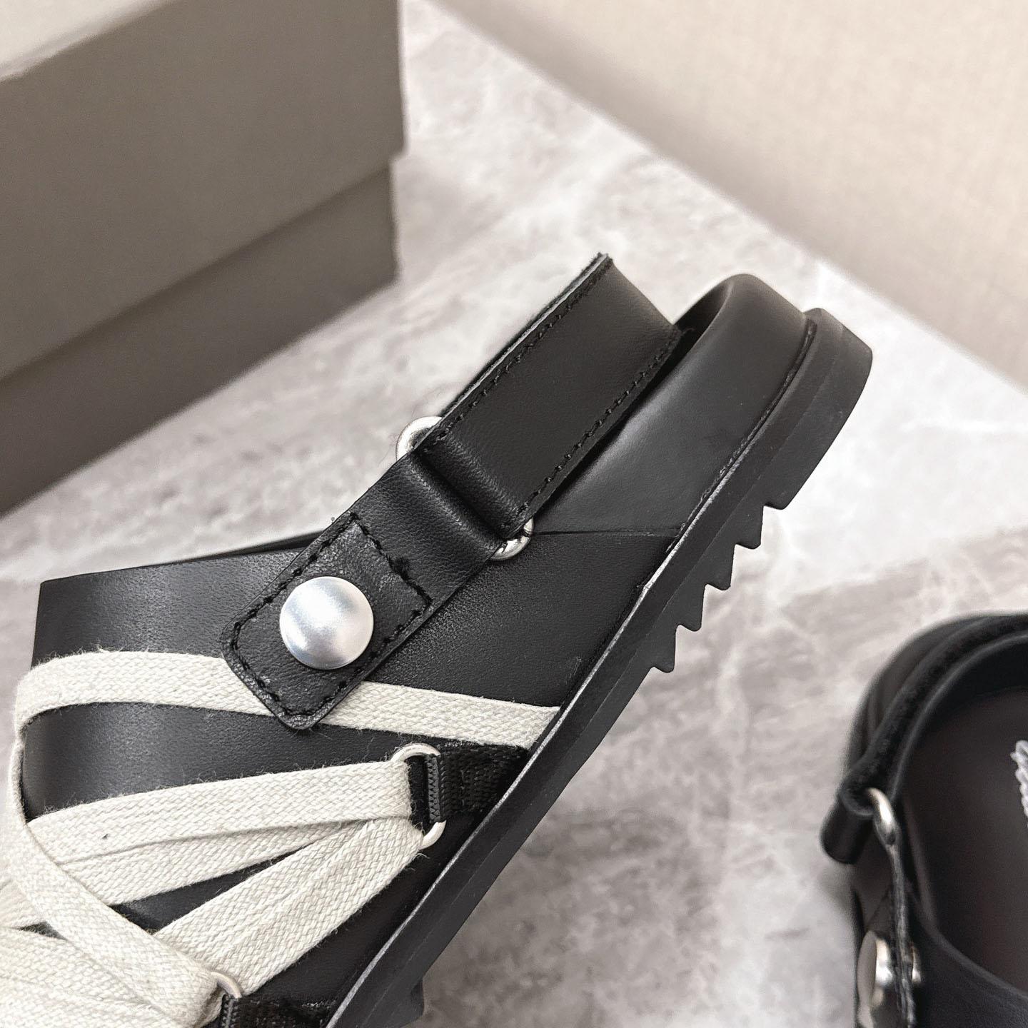Rick Owens Leather Lace-up Cross-strap Loafers - DesignerGu