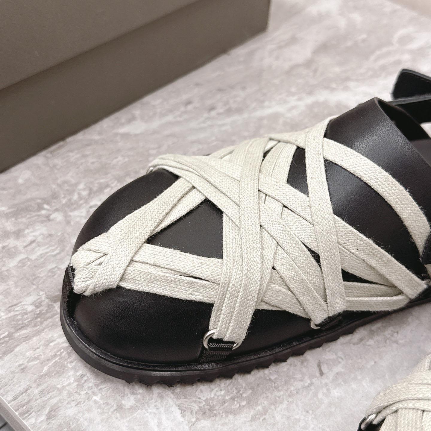 Rick Owens Leather Lace-up Cross-strap Loafers - DesignerGu