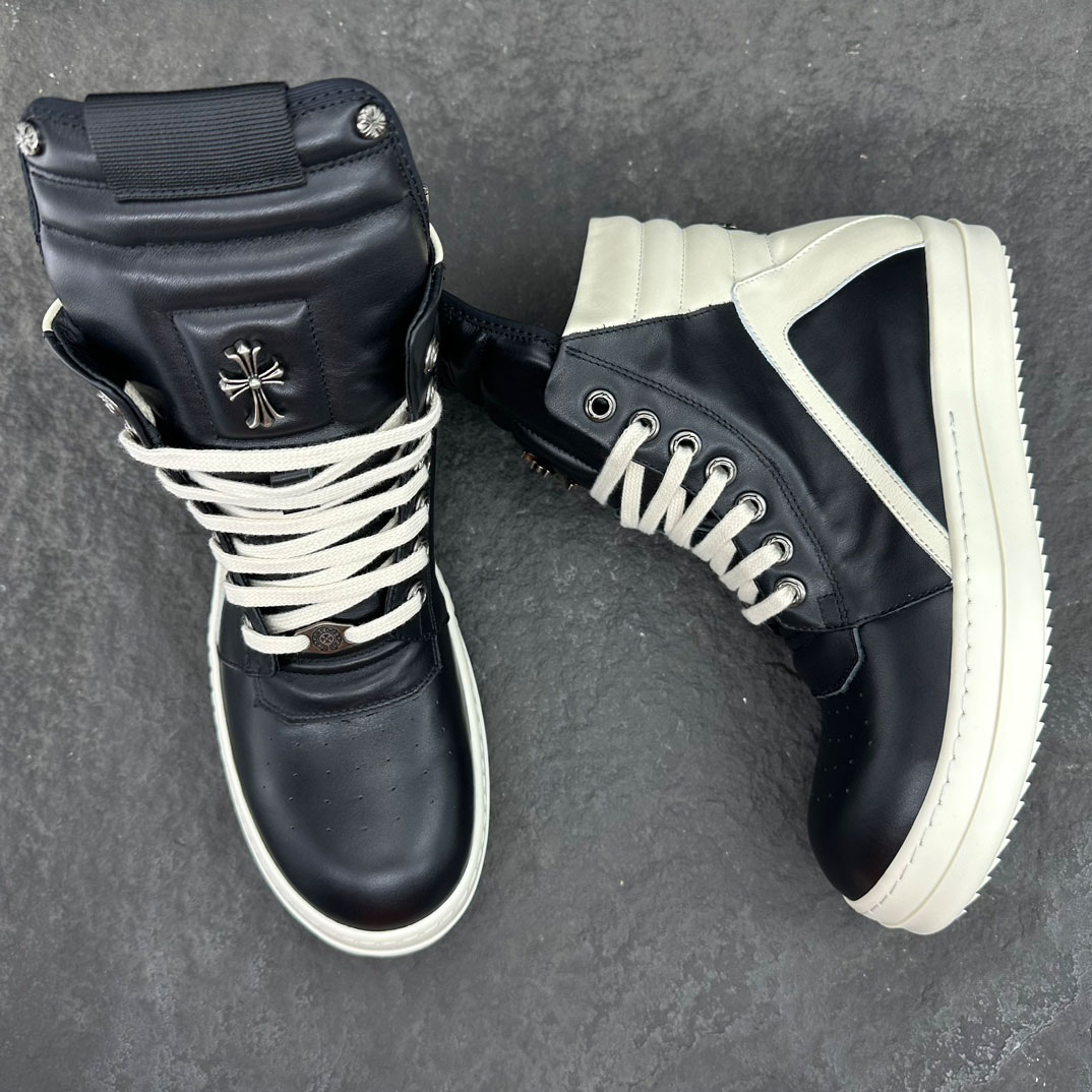 Rick Owens Chrome Hearts x Rick Owens Geobasket High 'Black' - DesignerGu