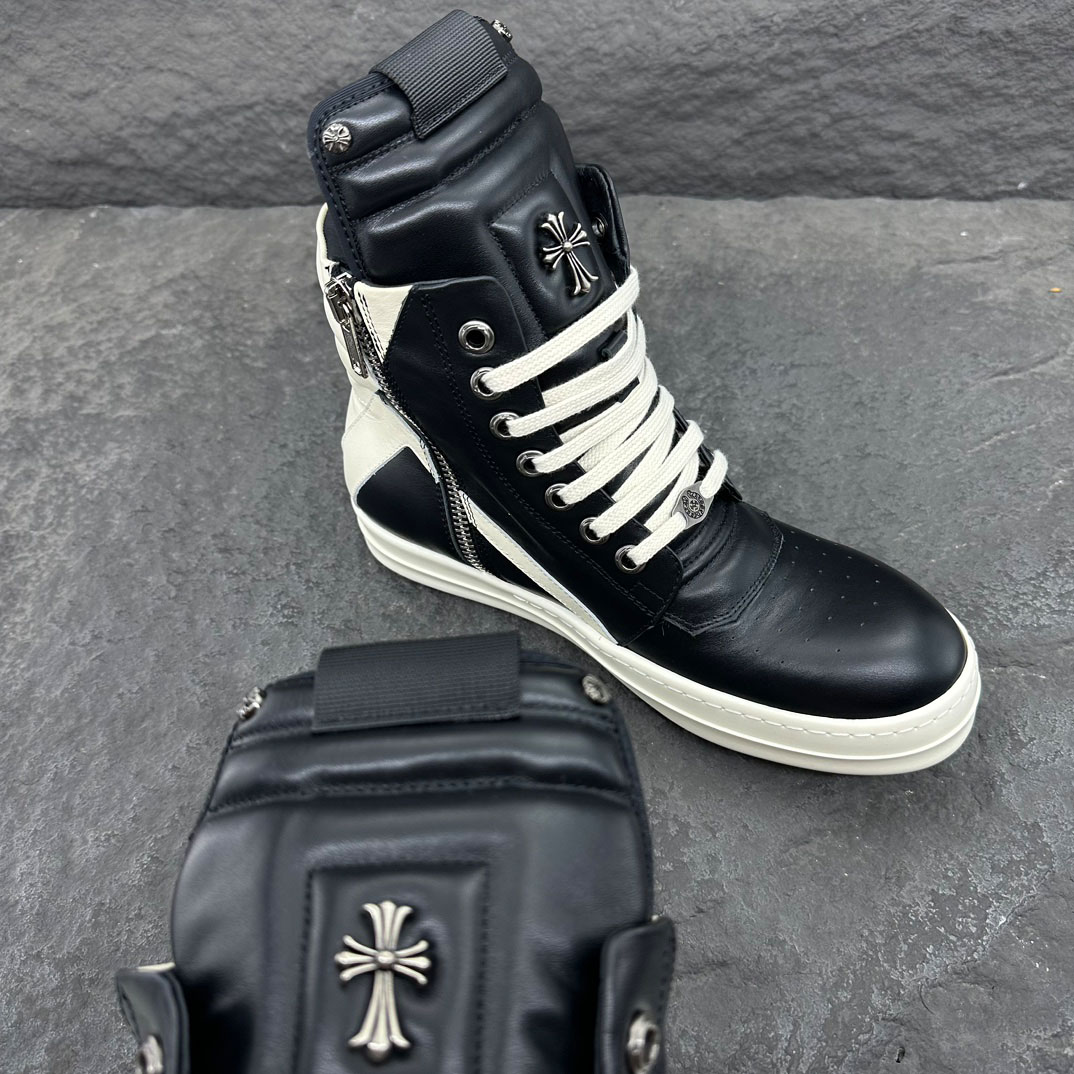 Rick Owens Chrome Hearts x Rick Owens Geobasket High 'Black' - DesignerGu