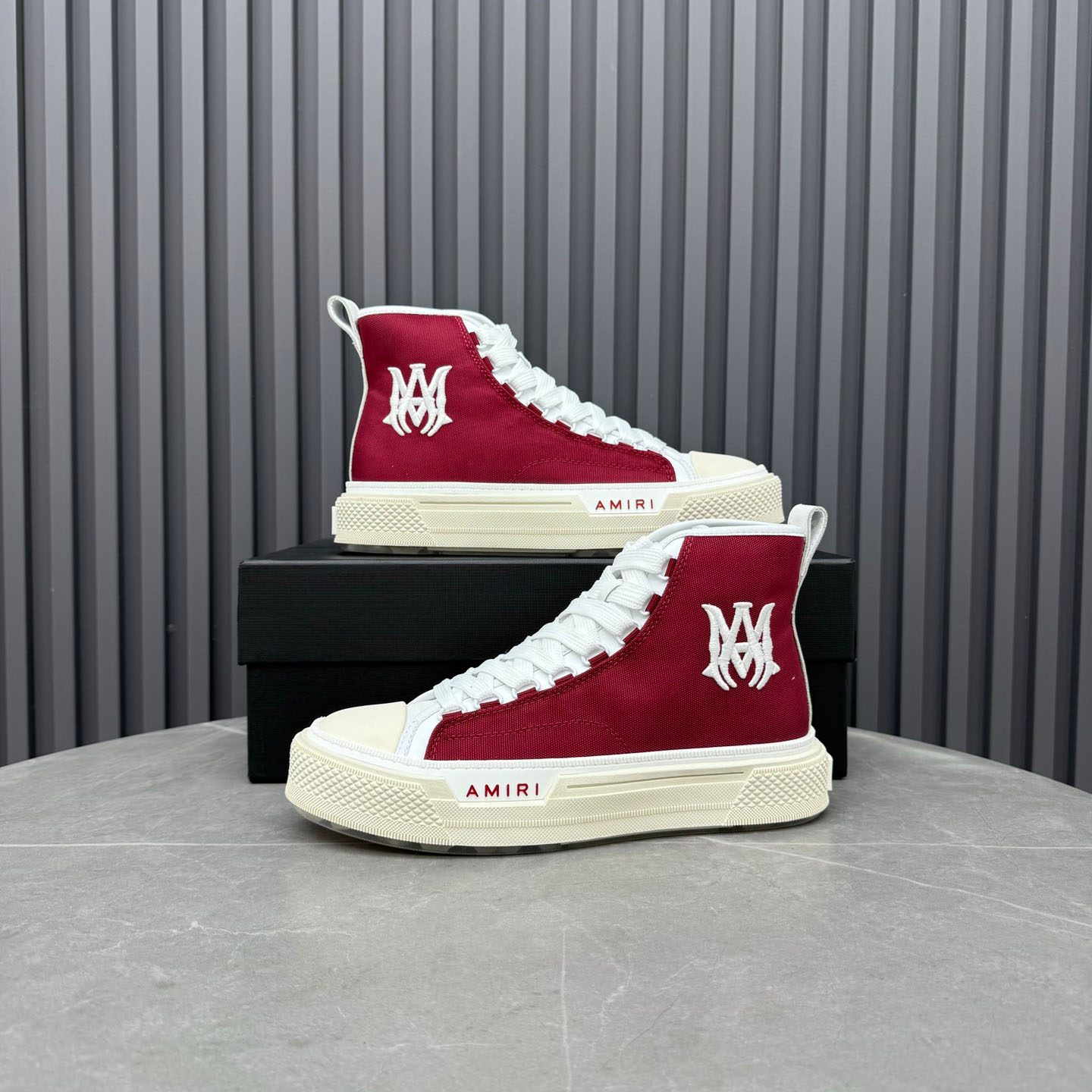 Amiri Burgundy Court Hi Sneakers - DesignerGu