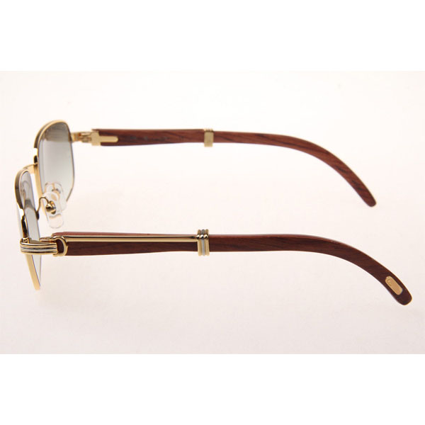Cartier CT 7381148 Wood Sunglasses In Gold Grey - DesignerGu