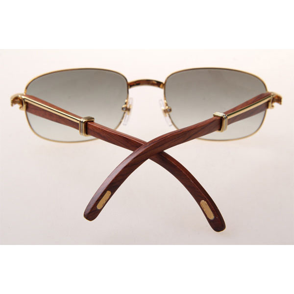 Cartier CT 7381148 Wood Sunglasses In Gold Grey - DesignerGu