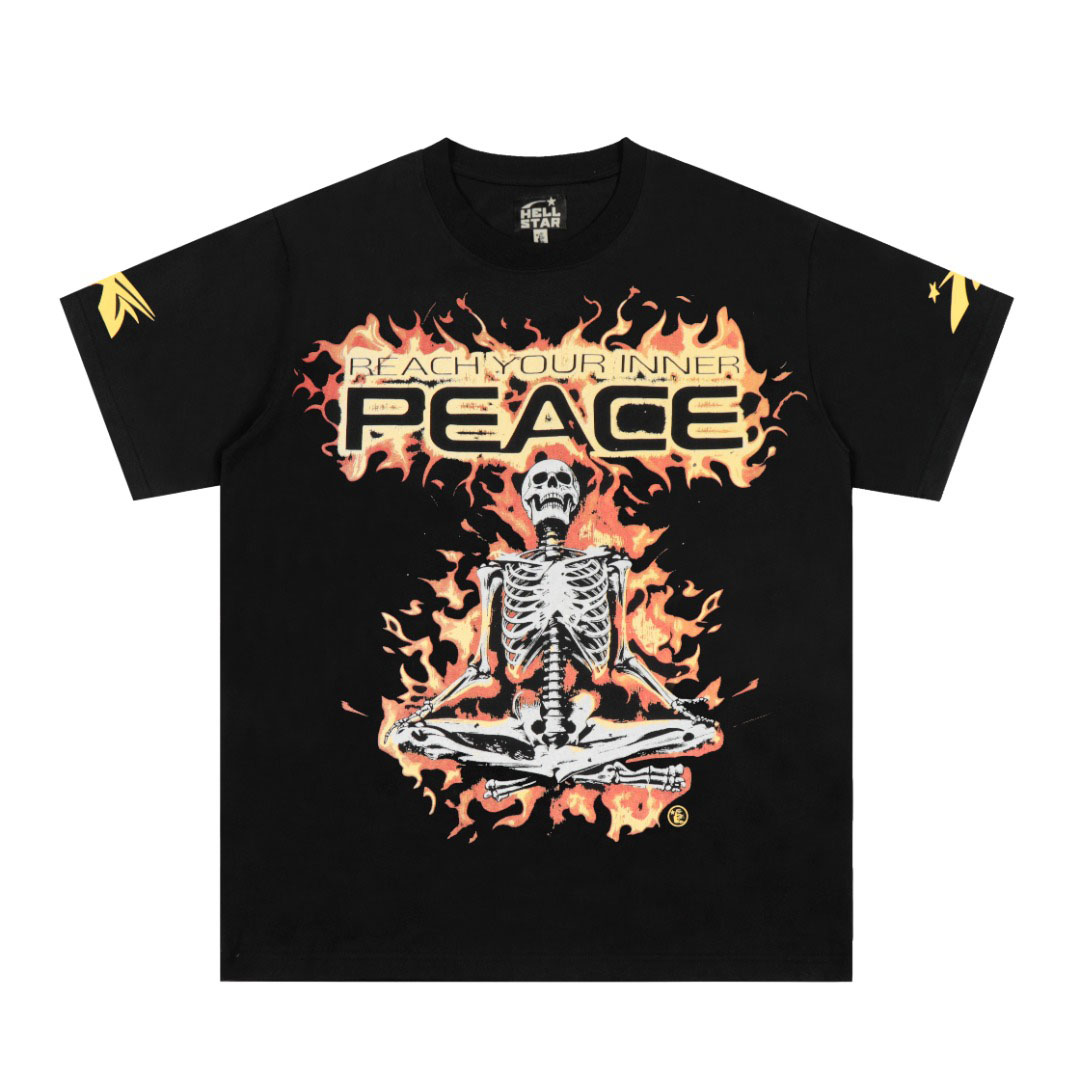 Hellstar Inner Peace Fire Tee 'Black' - DesignerGu