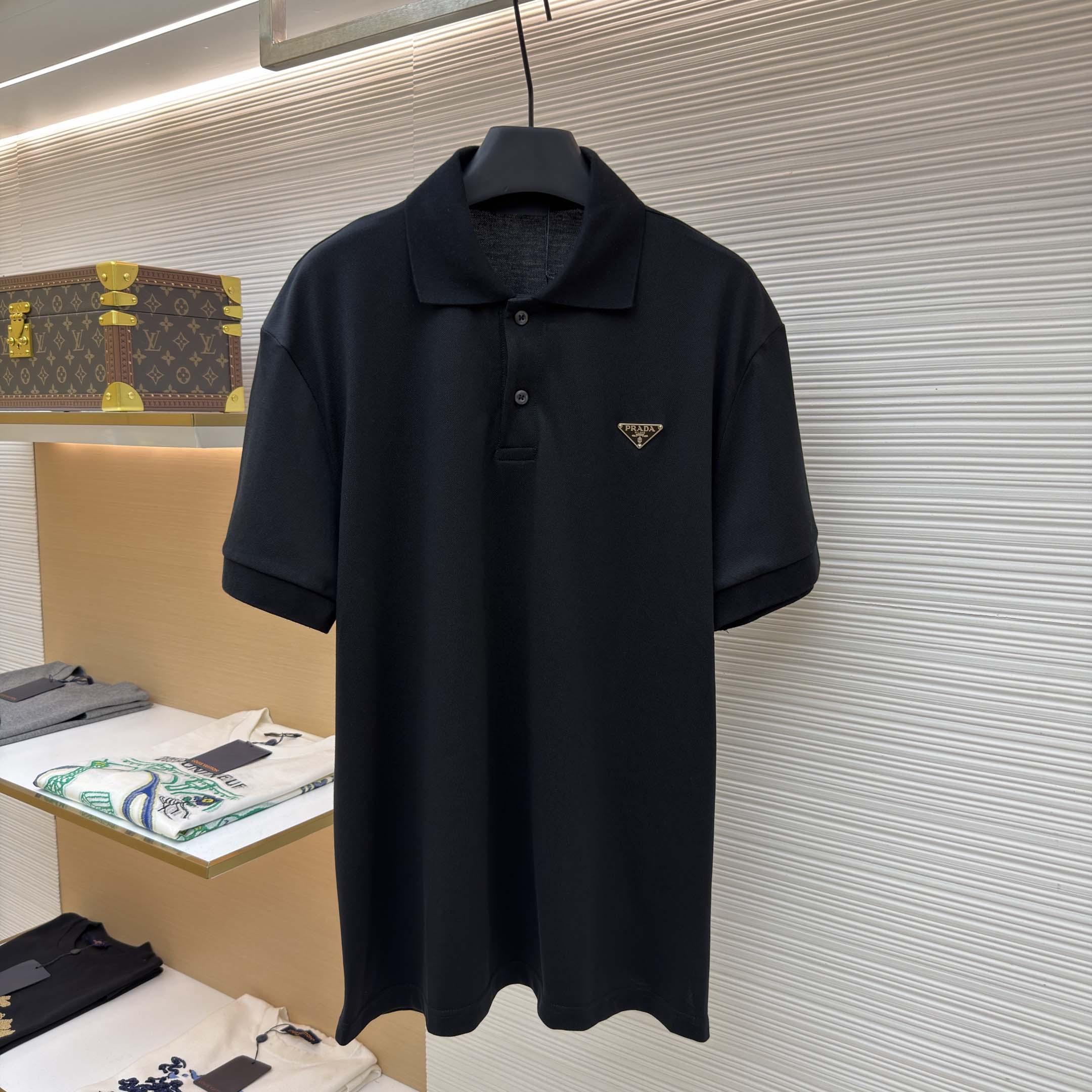 Prada Piqué Polo Shirt - DesignerGu