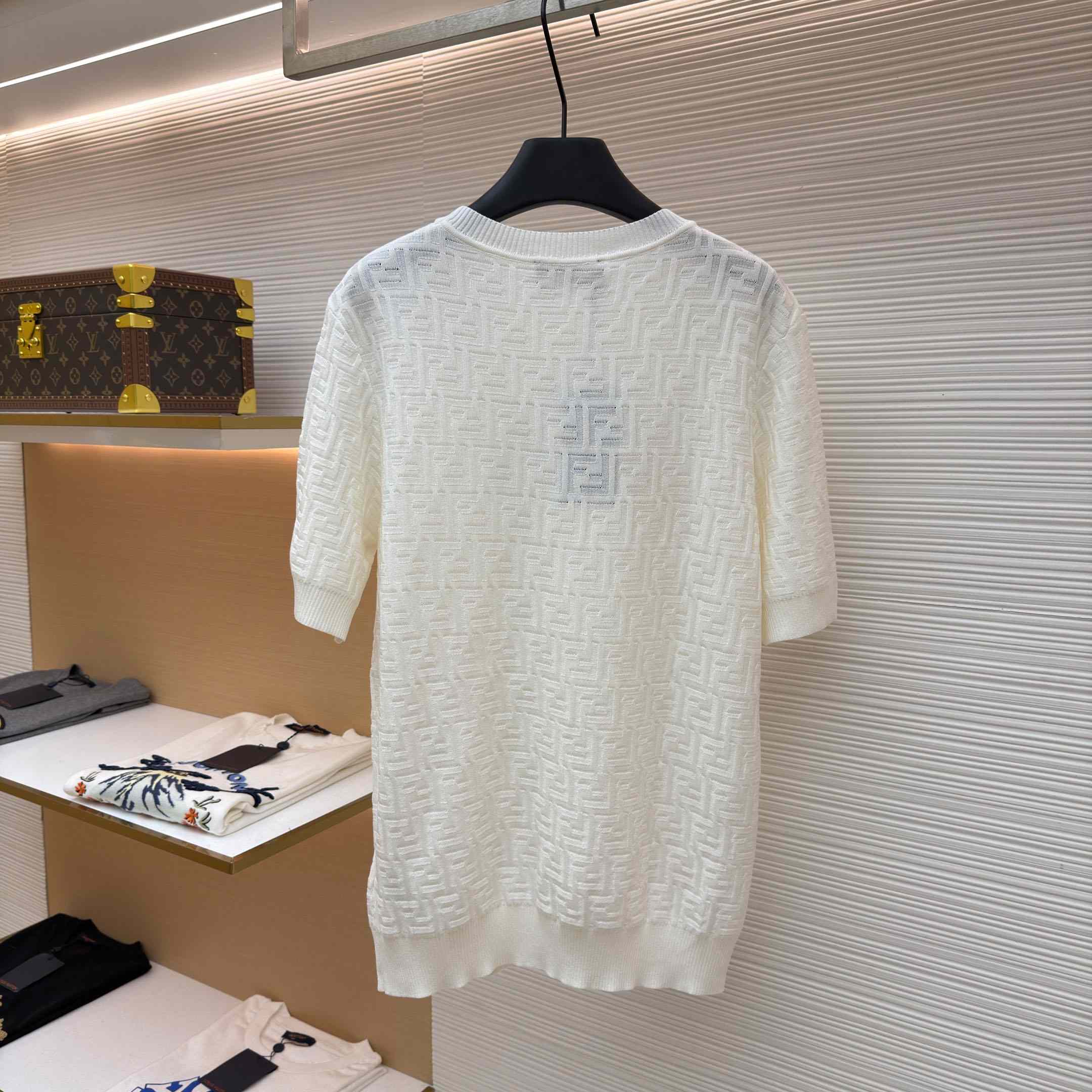 Fendi  White FF Cotton Pullover - DesignerGu