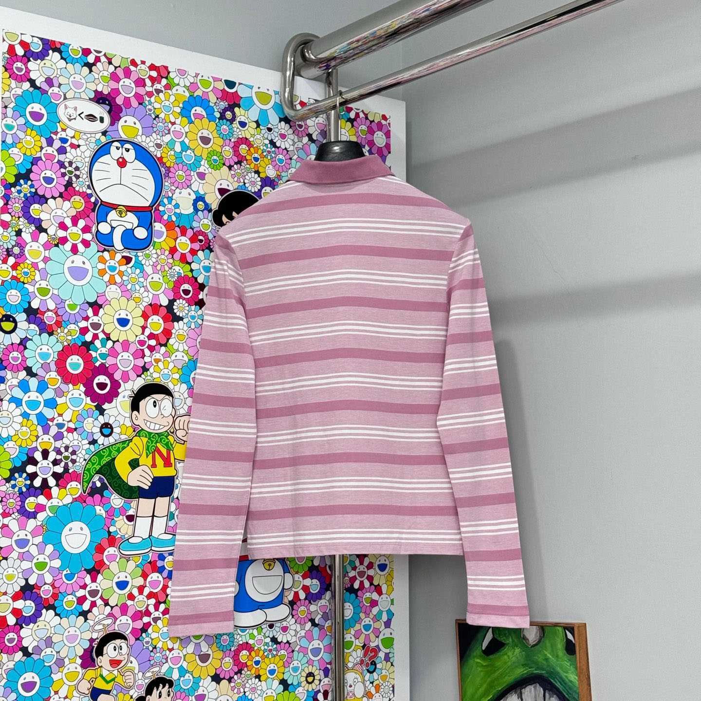 Prada Long-sleeved Striped Piqué Polo Shirt - DesignerGu