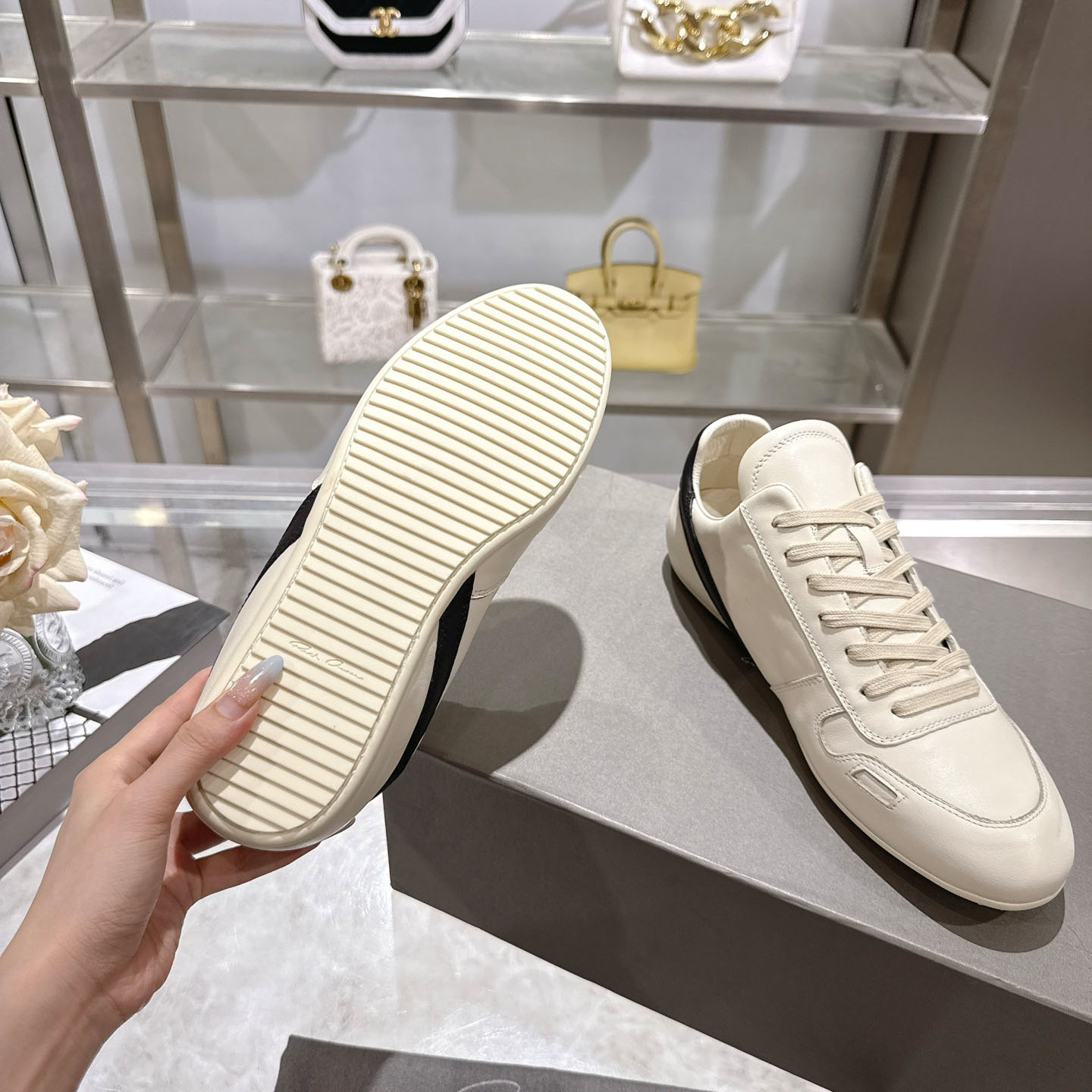 Rick Owens Concordians Minimal Sneaker 'Milk Black' - DesignerGu