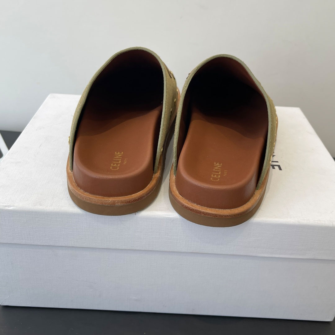 CELINE PITEA CLOG IN Suede Calfskin - DesignerGu