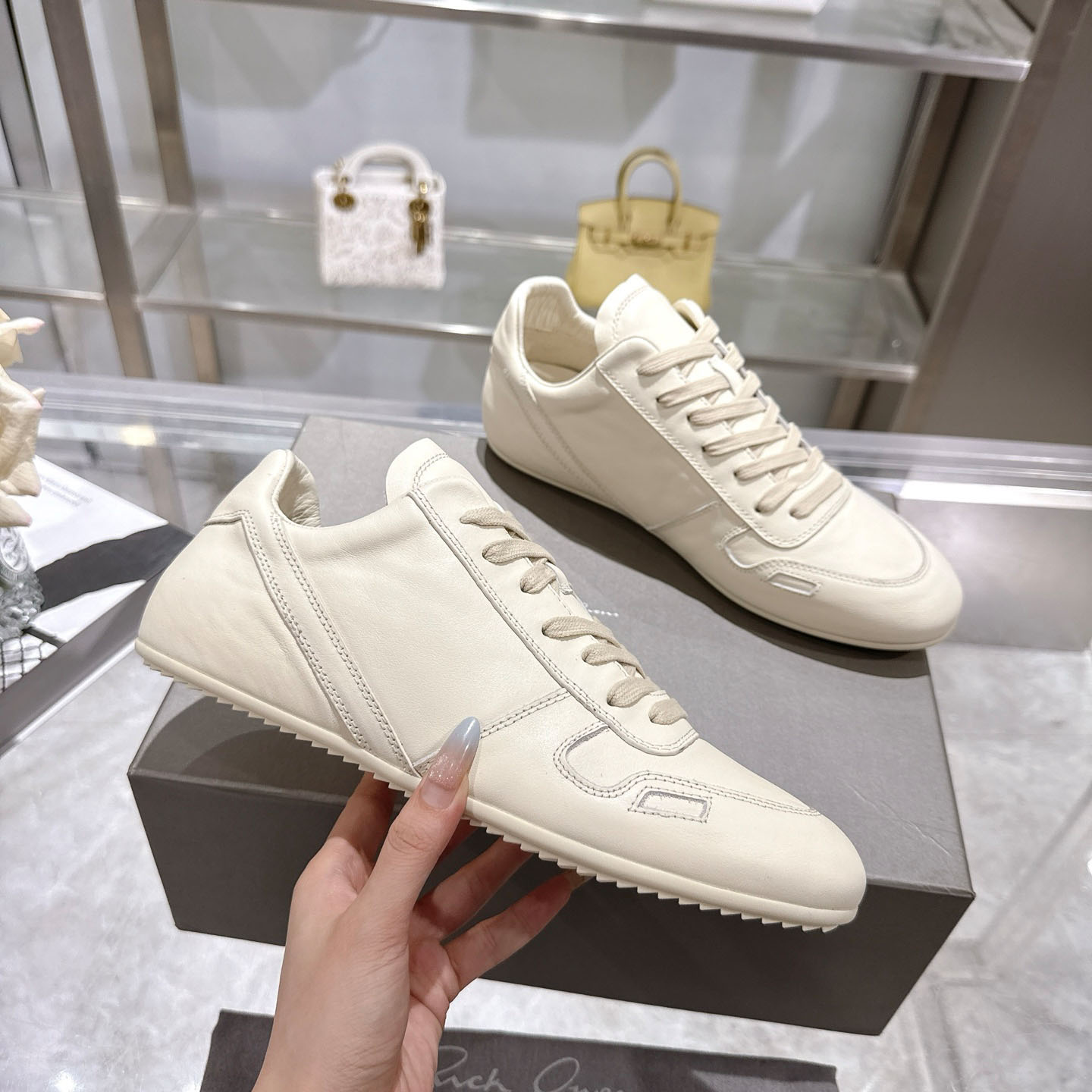 Rick Owens Off-White Temple Minimal Sneakers - DesignerGu
