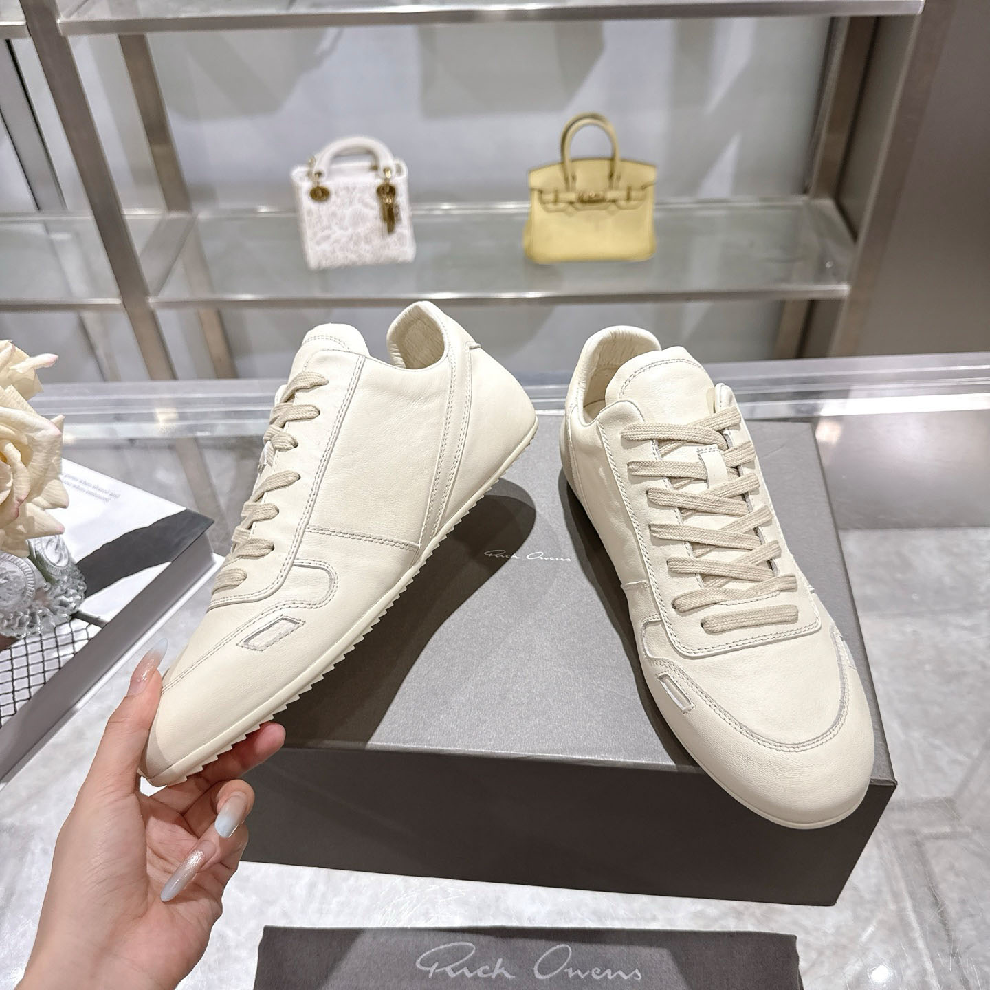 Rick Owens Off-White Temple Minimal Sneakers - DesignerGu