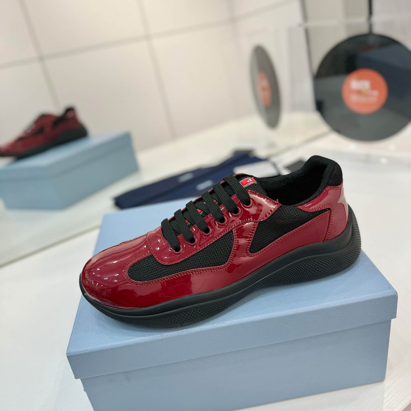 Prada america's Cup Patent Leather Sneakers - DesignerGu