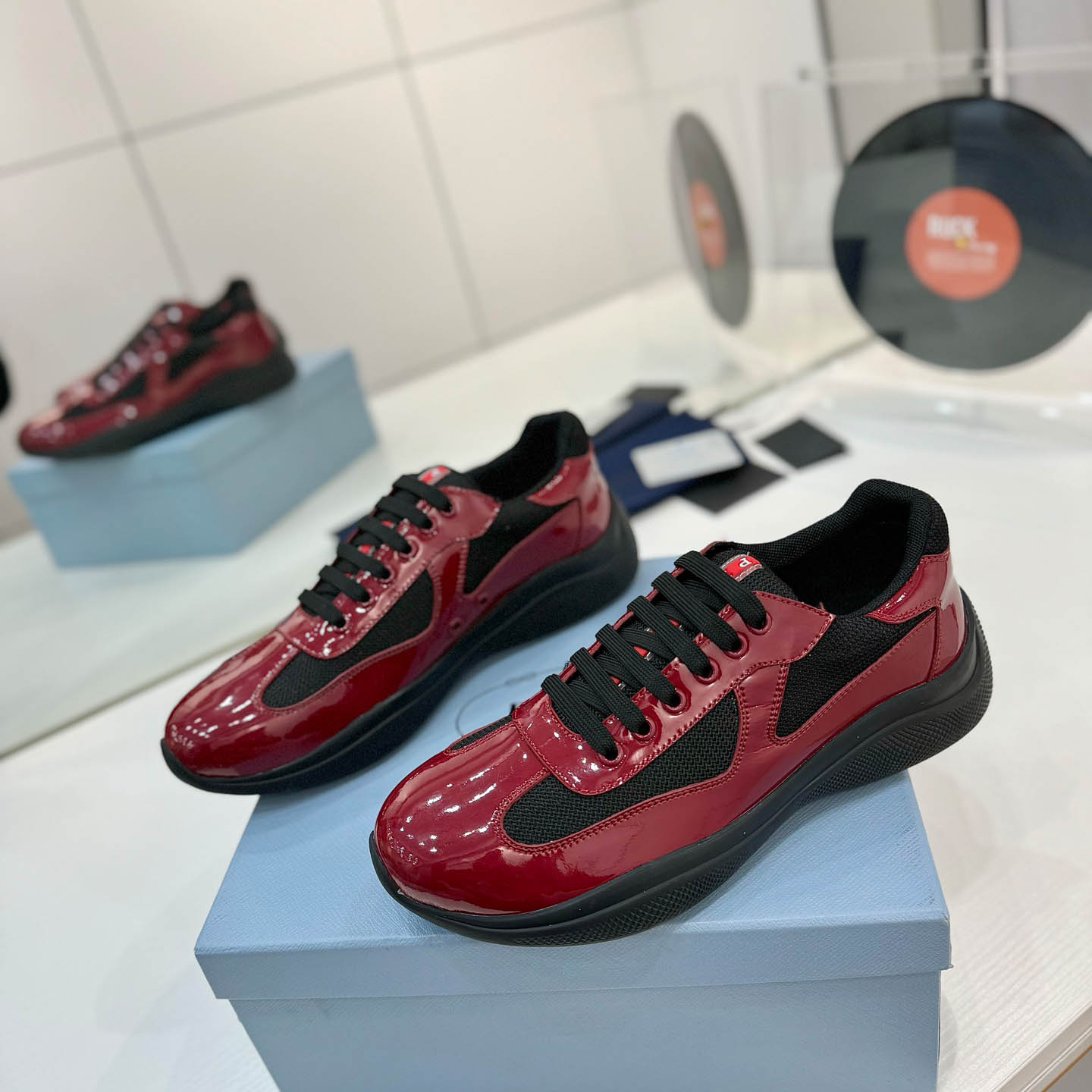 Prada america's Cup Patent Leather Sneakers - DesignerGu