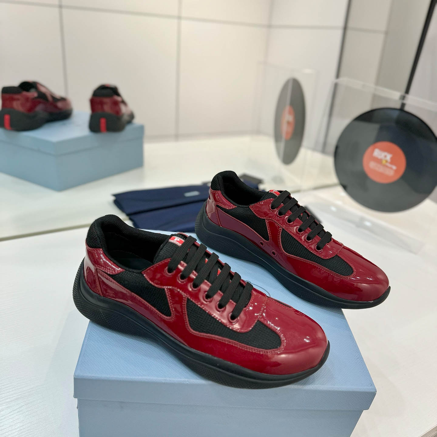 Prada america's Cup Patent Leather Sneakers - DesignerGu