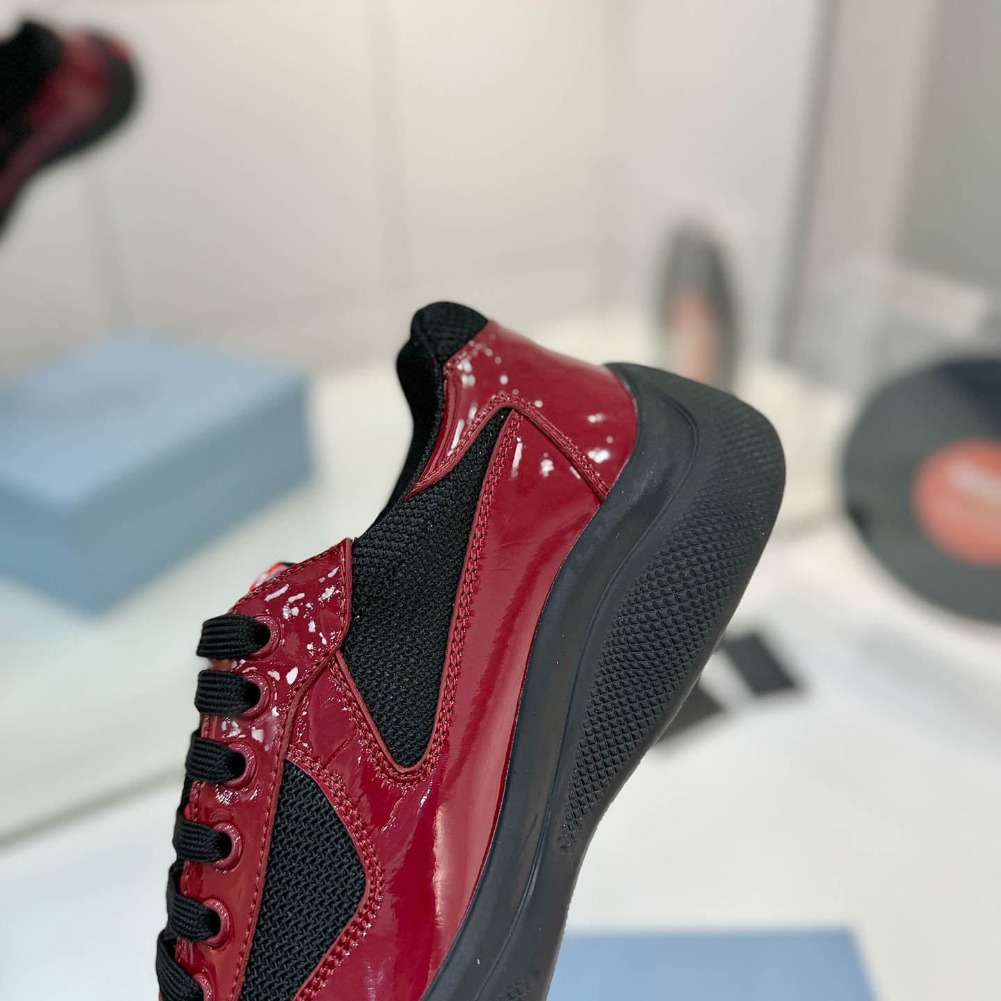 Prada america's Cup Patent Leather Sneakers - DesignerGu