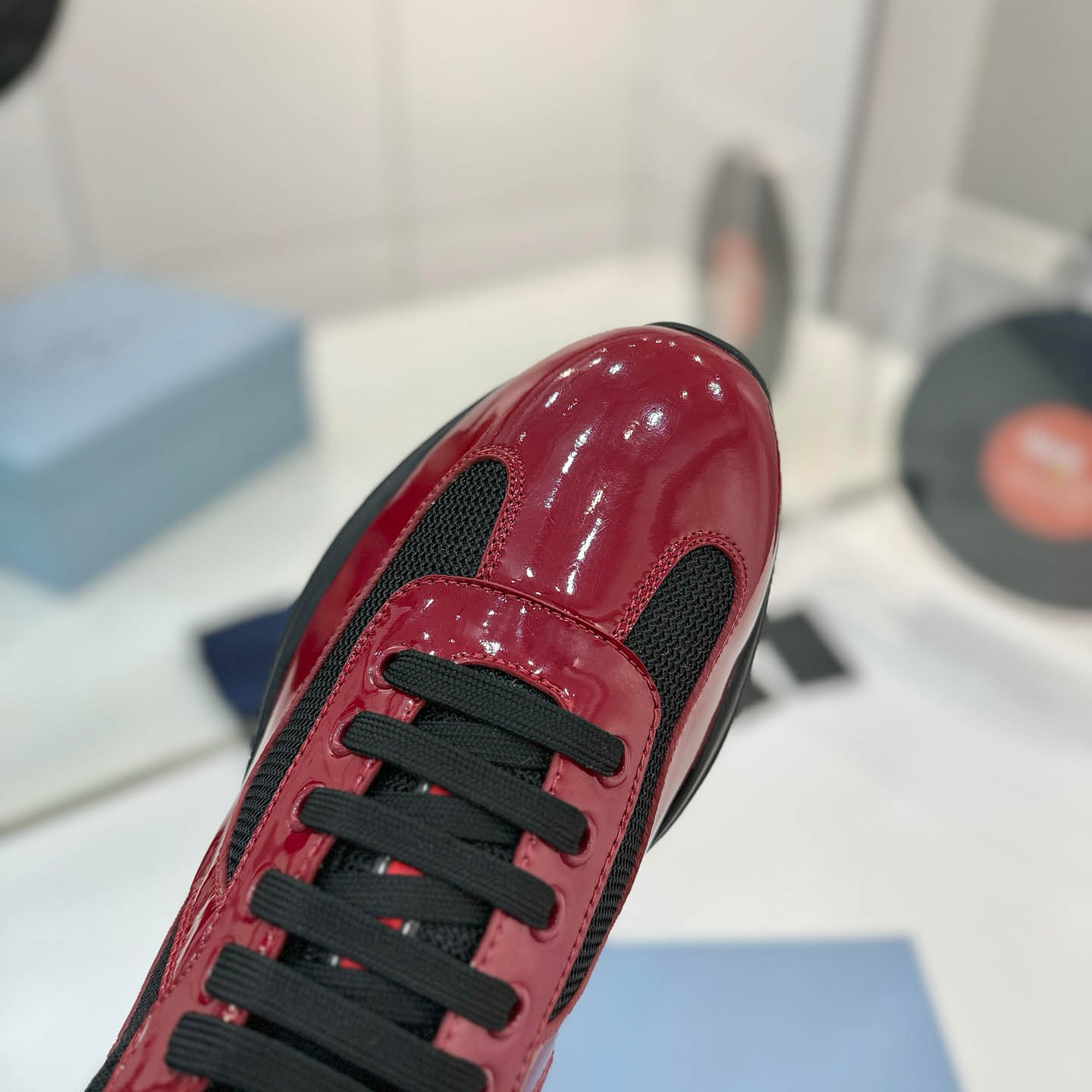 Prada america's Cup Patent Leather Sneakers - DesignerGu