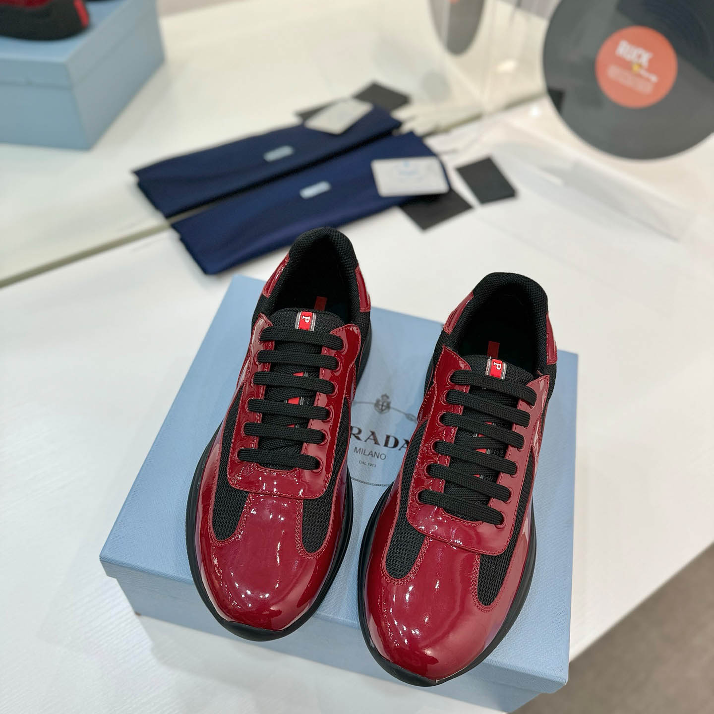 Prada america's Cup Patent Leather Sneakers - DesignerGu