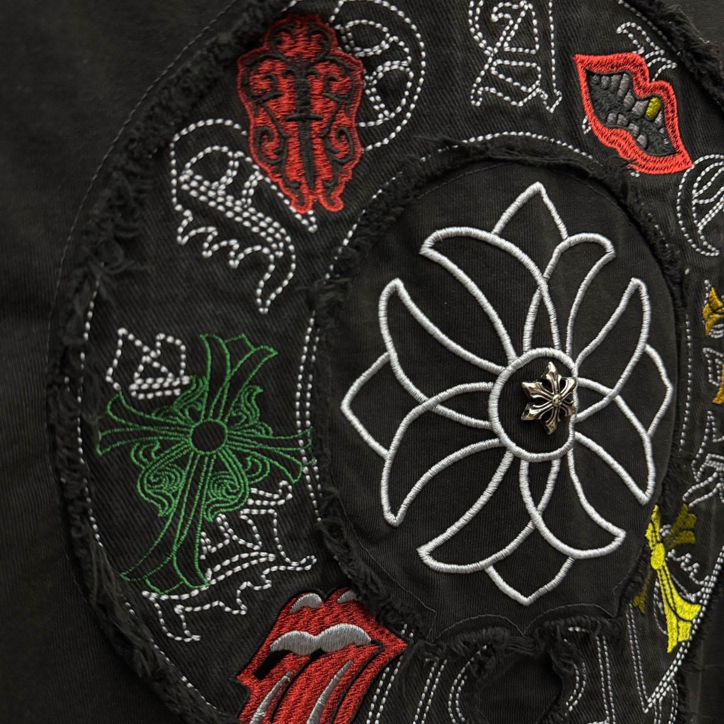 Chrome Hearts Horseshoe Cross Lips Patch Embroidered Crewneck Tee 'Black' - DesignerGu