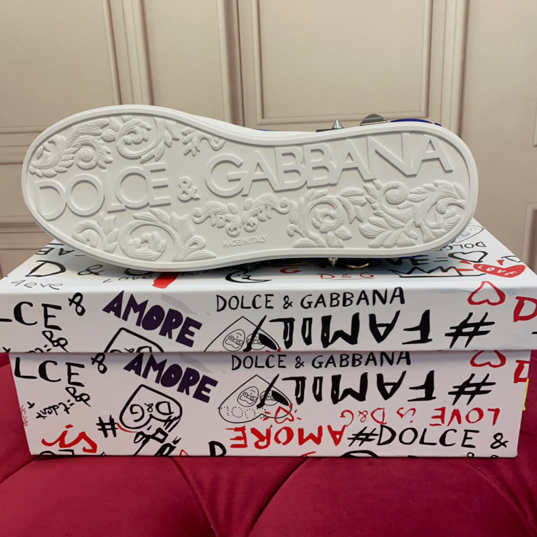 Dolce & Gabbana Calfskin Portofino Sneakers With Patch - DesignerGu