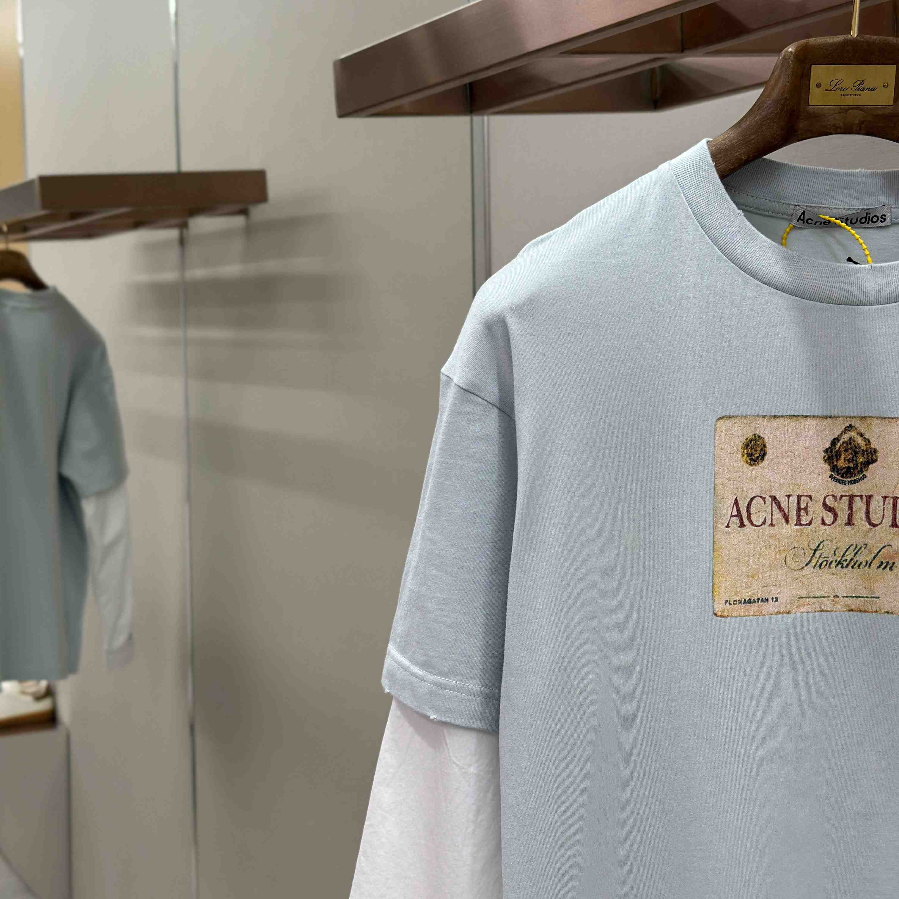 Acne Studios Layered Print T-Shirt 'Light Grey' - DesignerGu