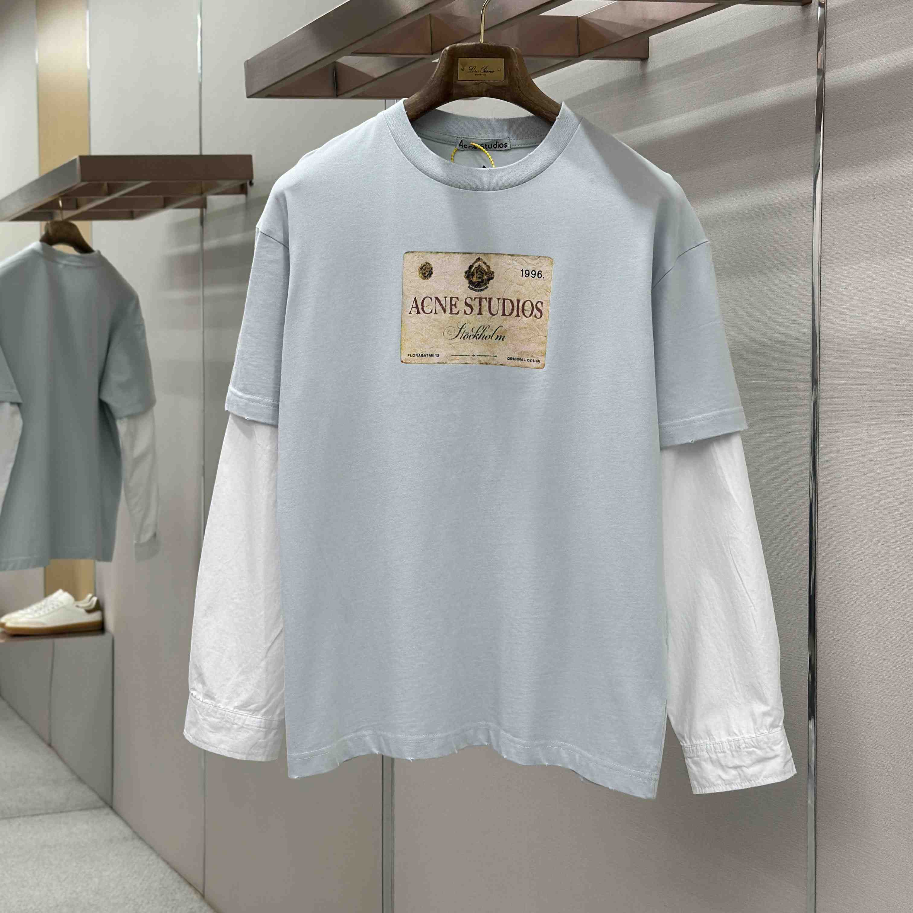 Acne Studios Layered Print T-Shirt 'Light Grey' - DesignerGu