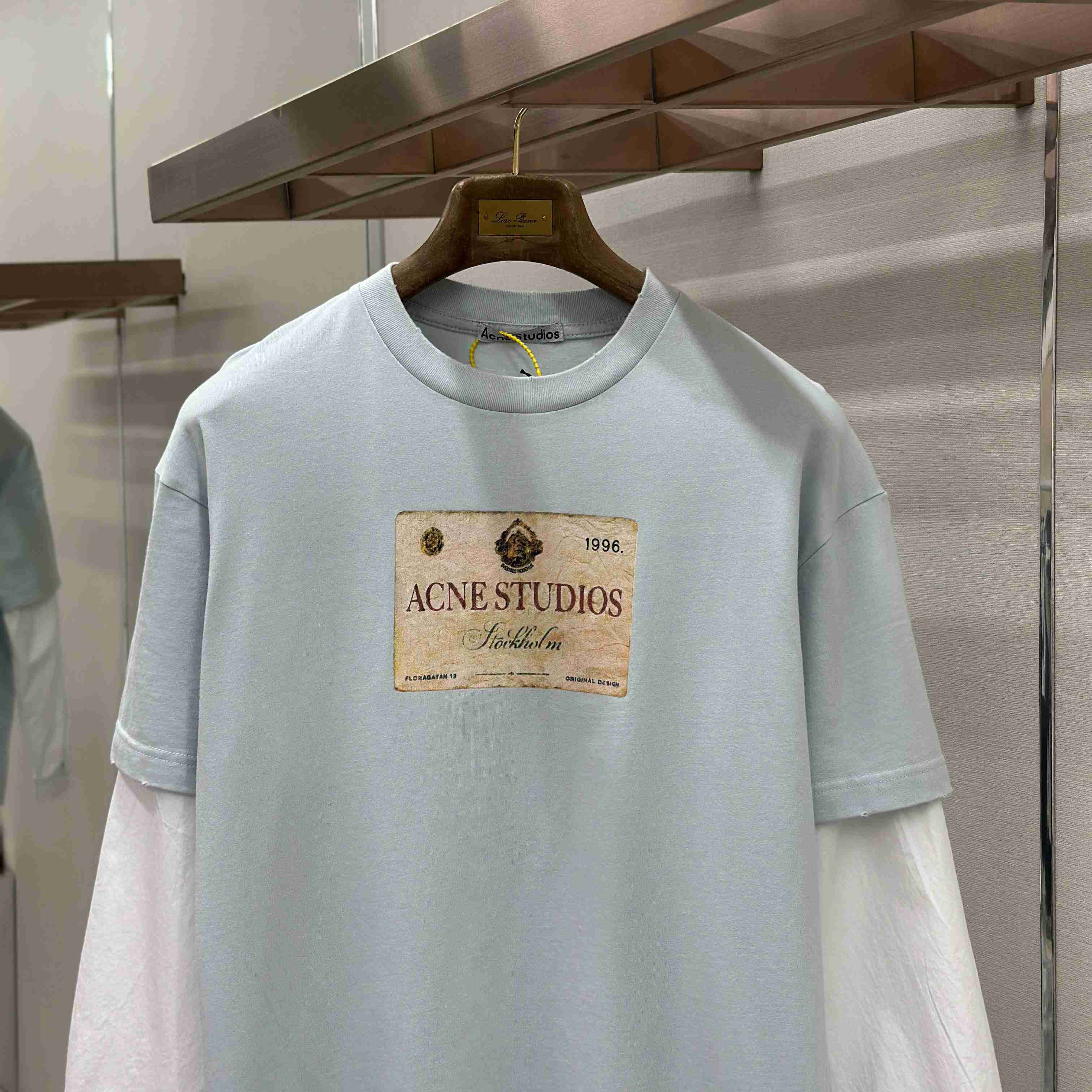 Acne Studios Layered Print T-Shirt 'Light Grey' - DesignerGu