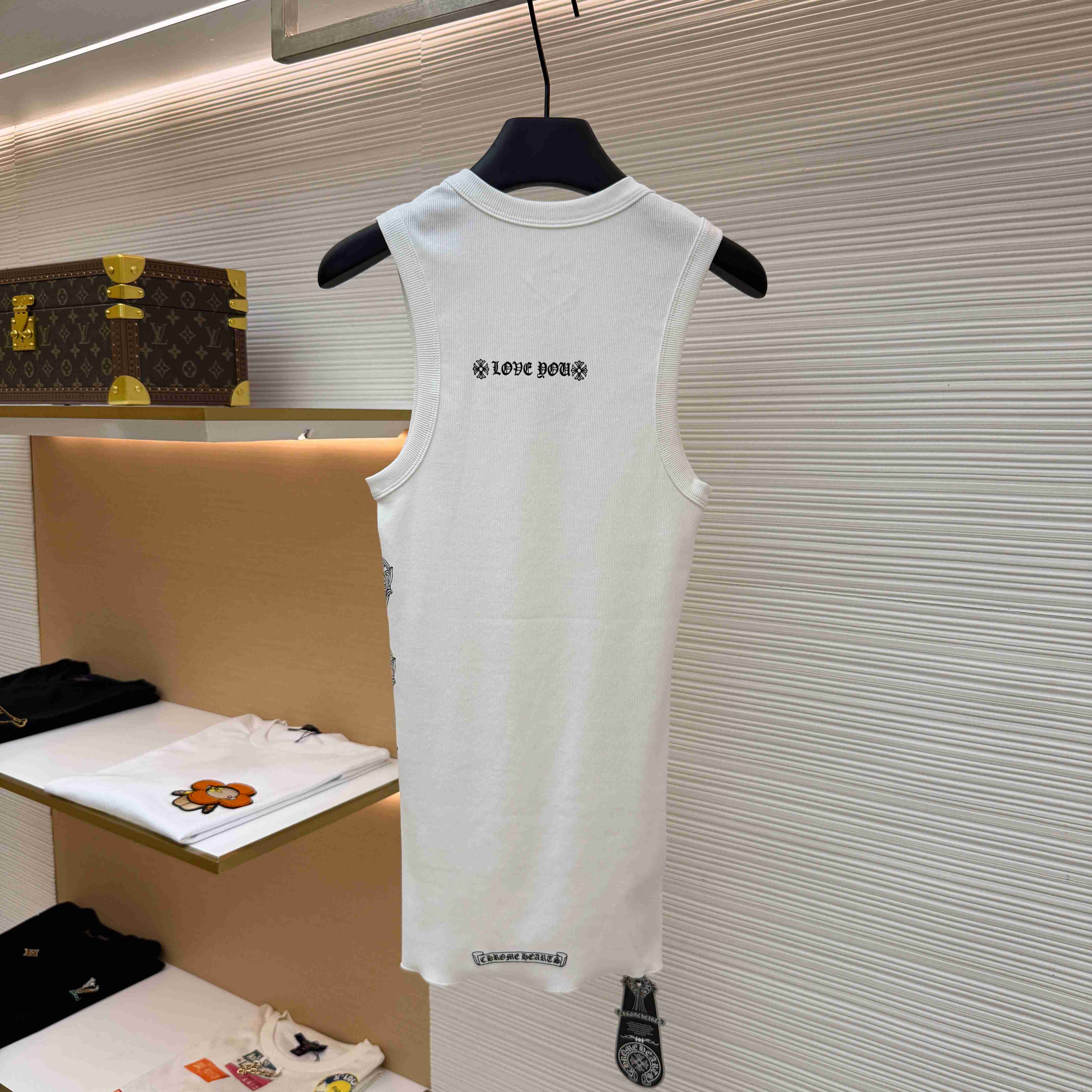 Chrome Hearts 'Love You' Floral Heart White Tank Top - DesignerGu
