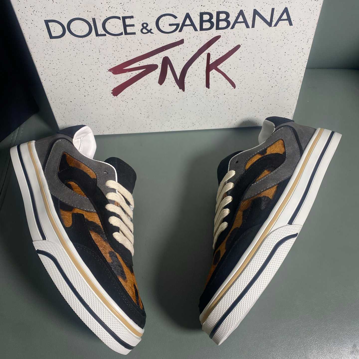 Dolce & Gabbana Leo-Print Pony DG Sailing Sneakers - DesignerGu