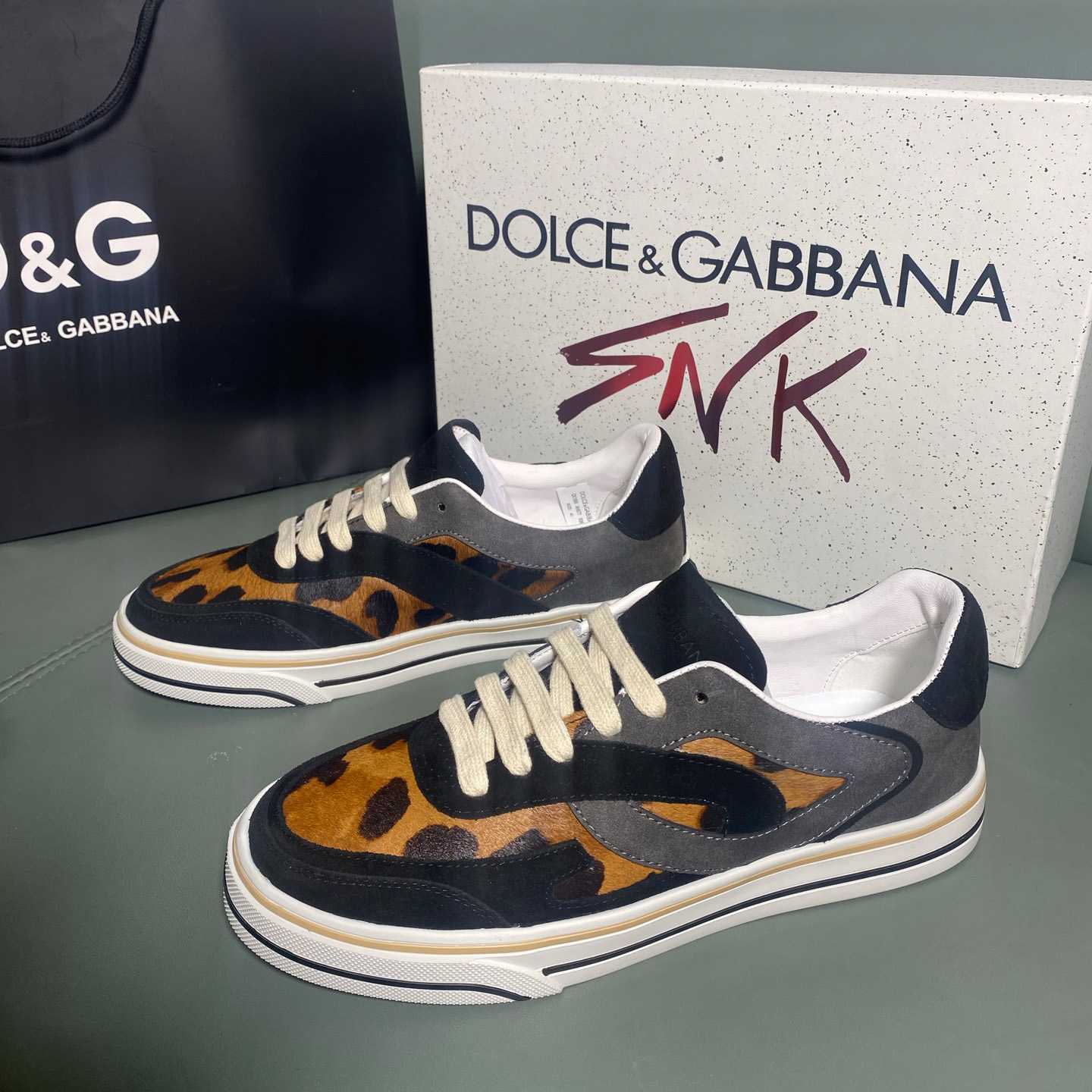 Dolce & Gabbana Leo-Print Pony DG Sailing Sneakers - DesignerGu