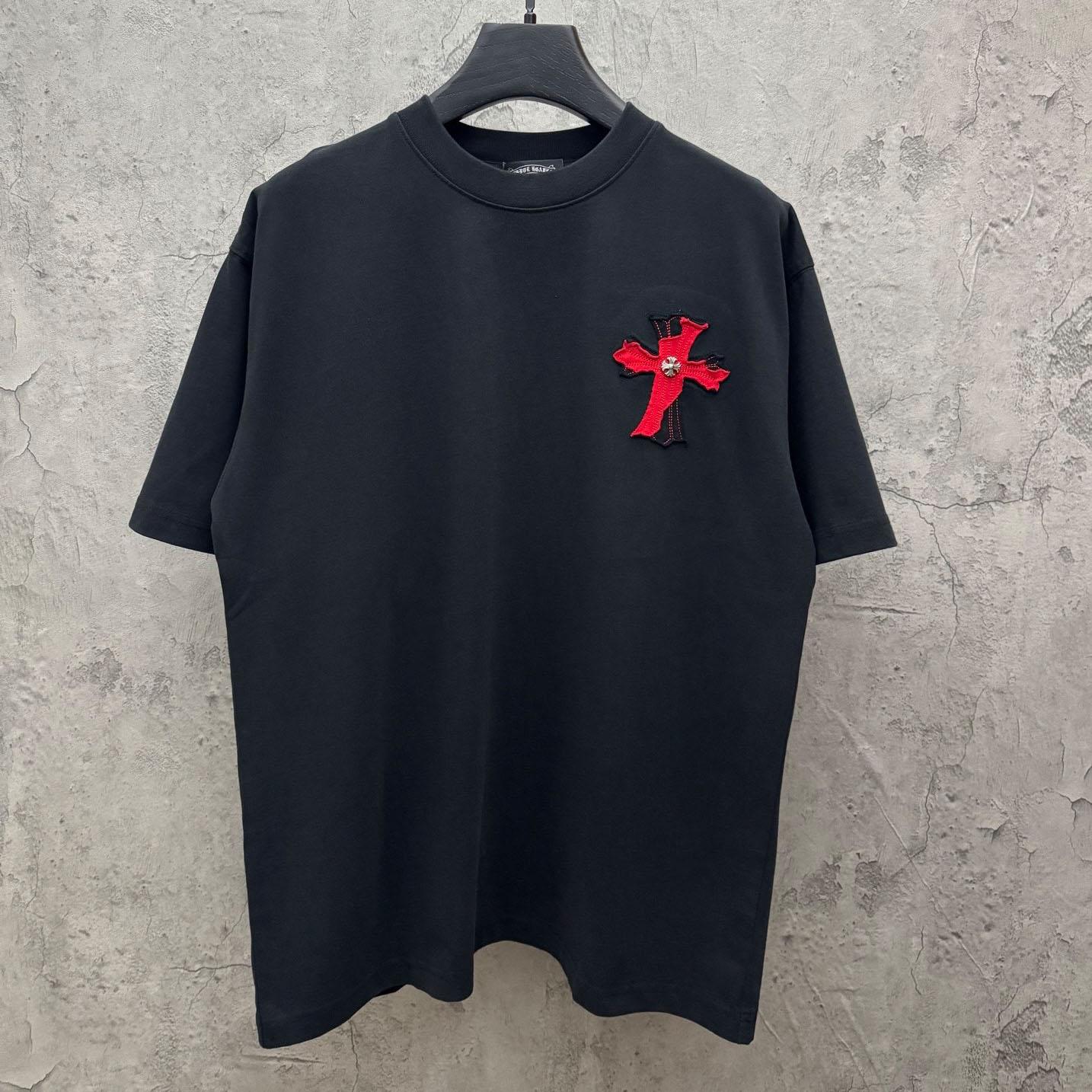 Chrome Hearts Large Cross Patch Embroidered Crew Neck Short Sleeve T-Shirt 'Black' - DesignerGu