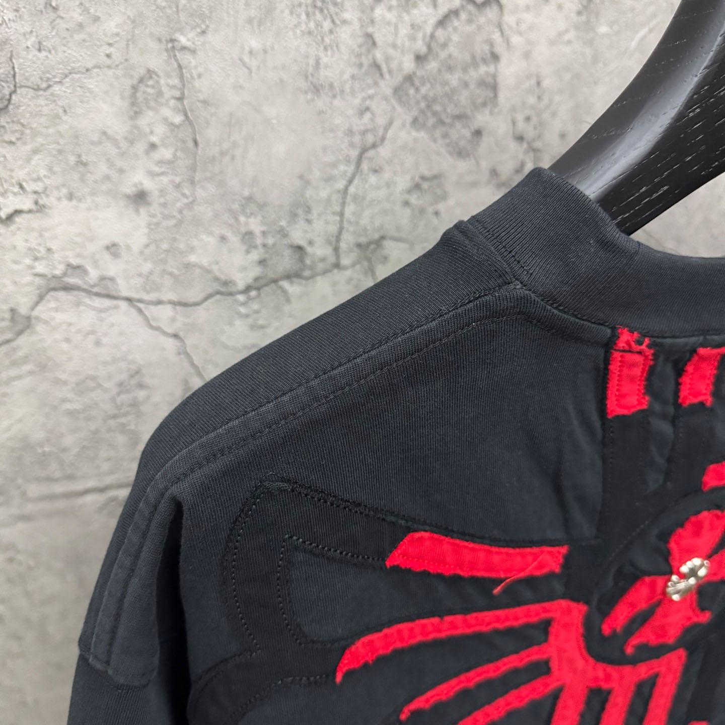 Chrome Hearts Large Cross Patch Embroidered Crew Neck Short Sleeve T-Shirt 'Black' - DesignerGu