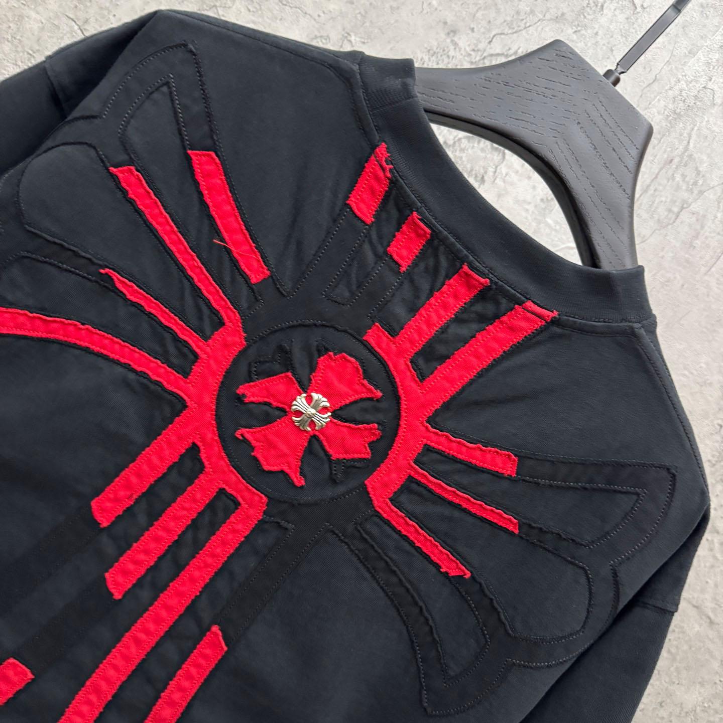 Chrome Hearts Large Cross Patch Embroidered Crew Neck Short Sleeve T-Shirt 'Black' - DesignerGu