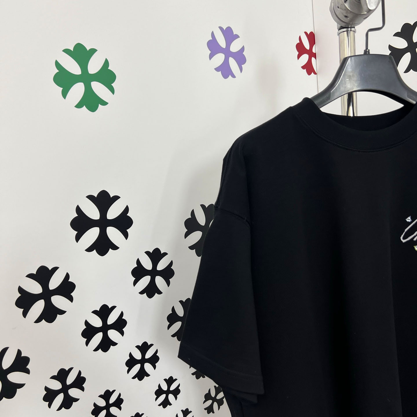 Chrome Hearts Double-Sided CAUTION Script Lips Cross Print Tee - DesignerGu