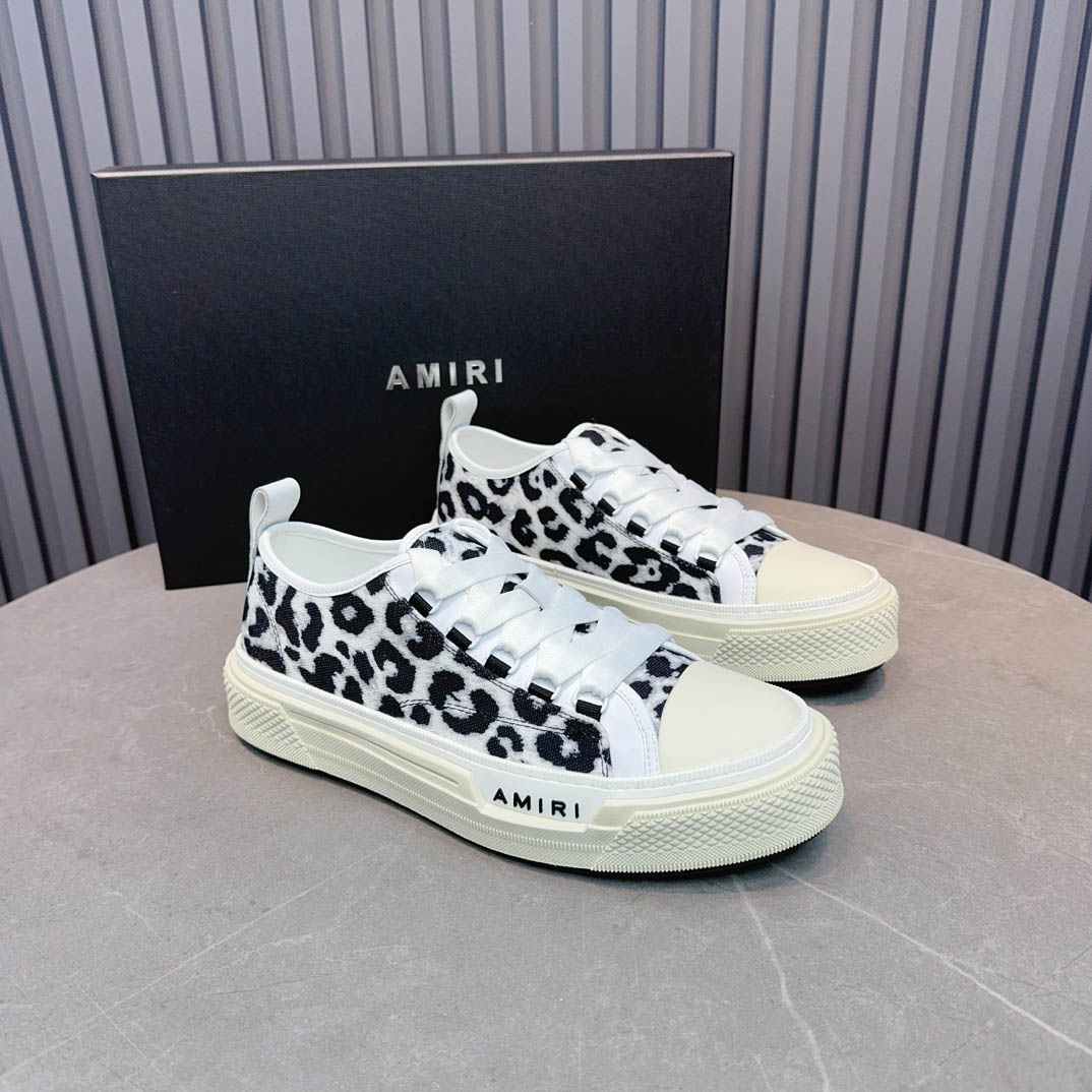 Amiri Black Court Leopard Print Sneakers - DesignerGu