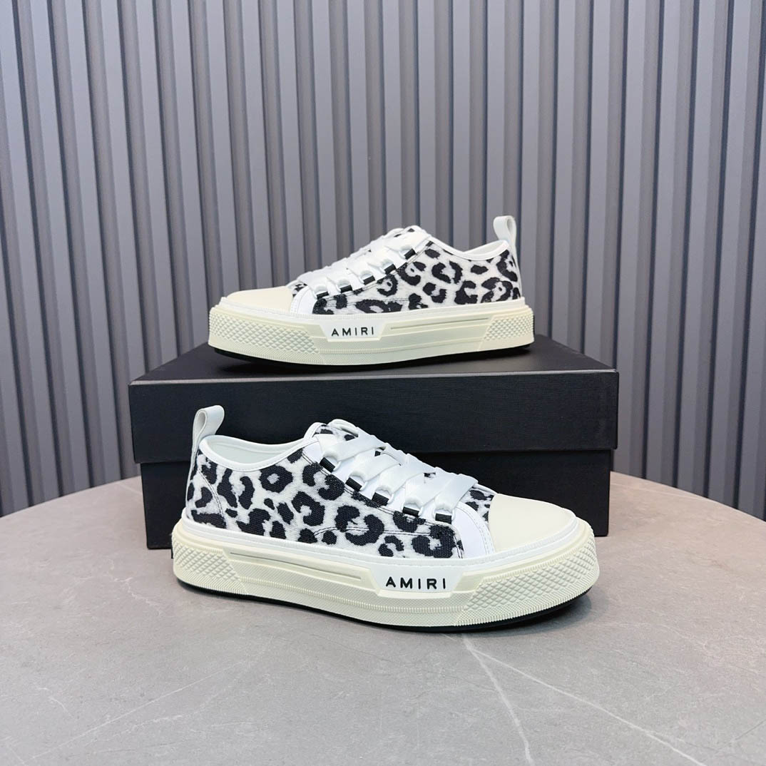 Amiri Black Court Leopard Print Sneakers - DesignerGu