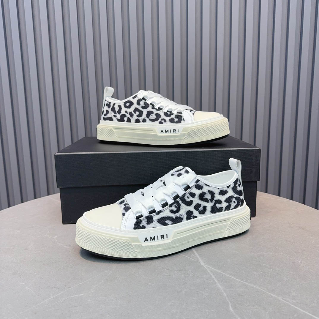 Amiri Black Court Leopard Print Sneakers - DesignerGu