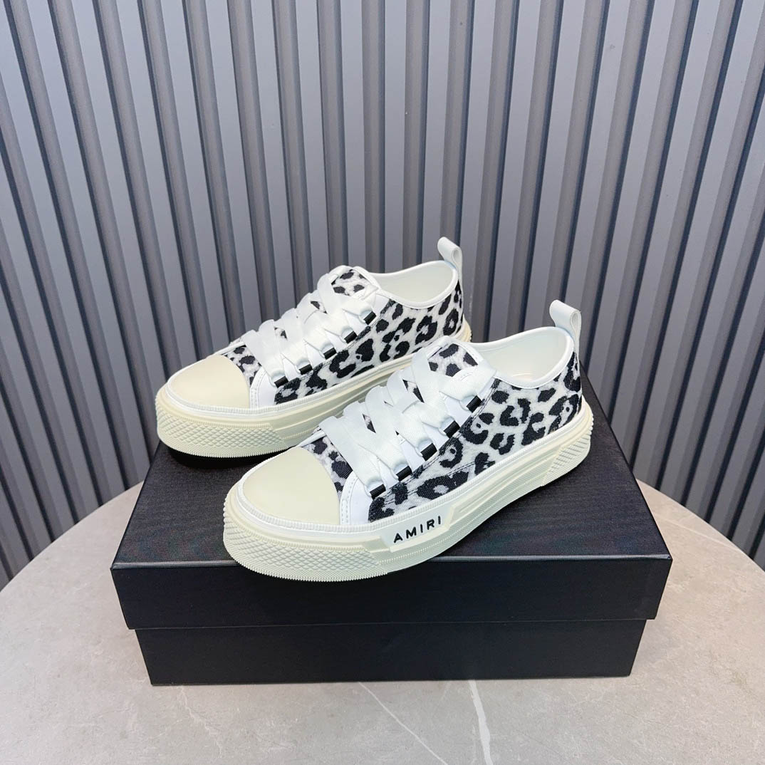 Amiri Black Court Leopard Print Sneakers - DesignerGu