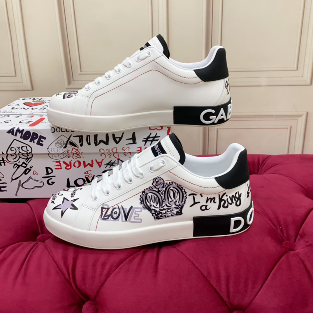 Dolce & Gabbana Printed Calfskin Portofino Light Sneakers - DesignerGu