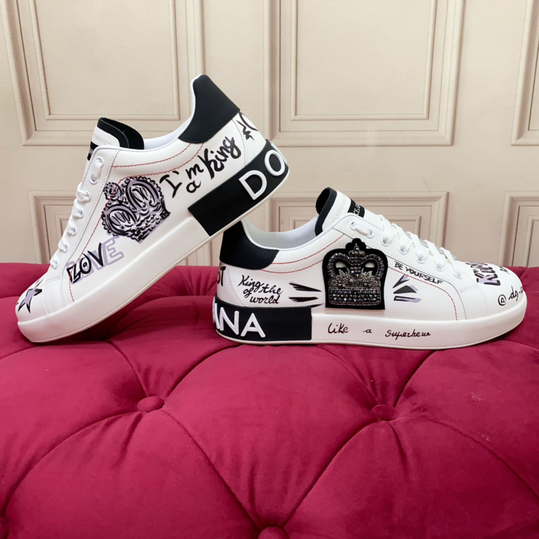 Dolce & Gabbana Printed Calfskin Portofino Light Sneakers - DesignerGu