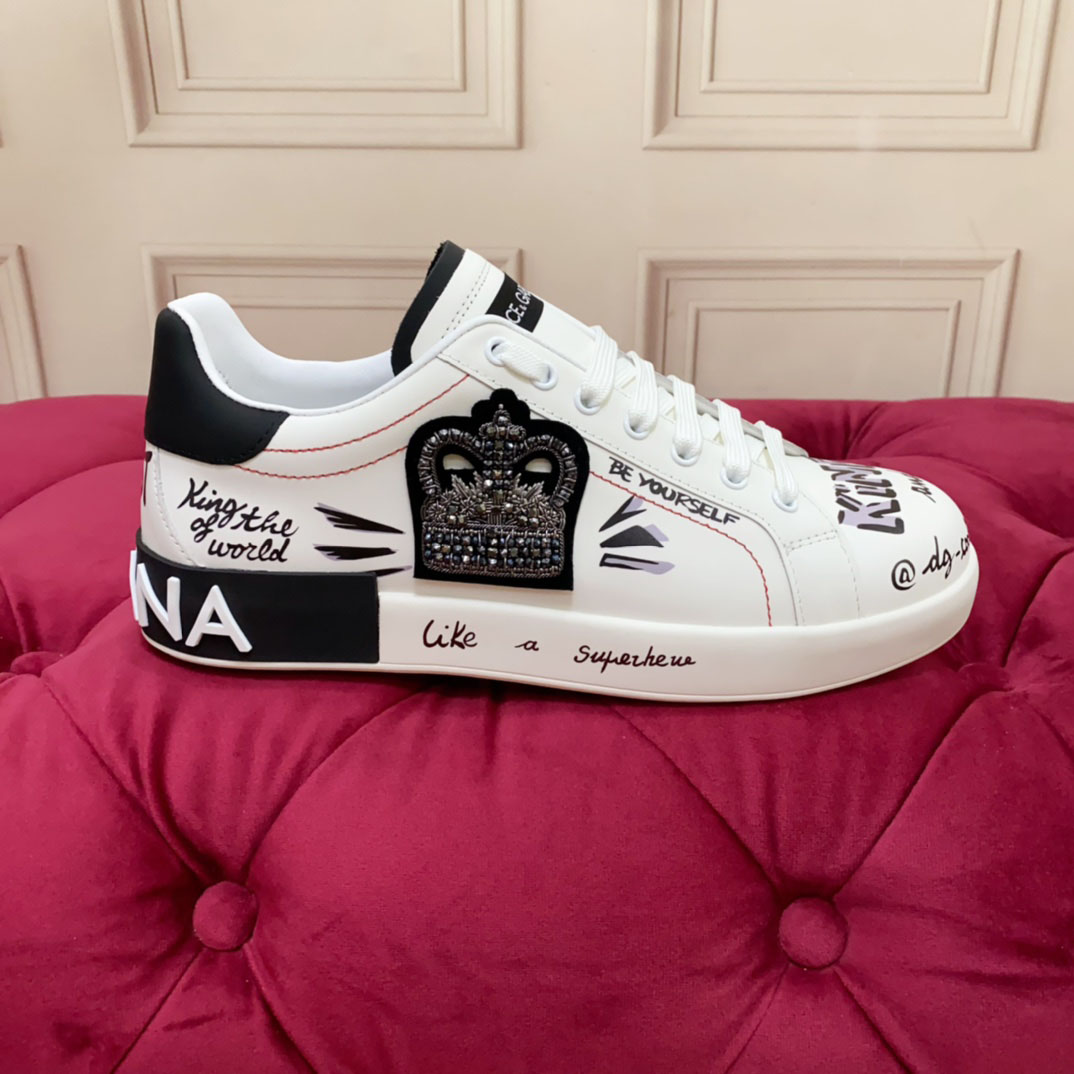 Dolce & Gabbana Printed Calfskin Portofino Light Sneakers - DesignerGu