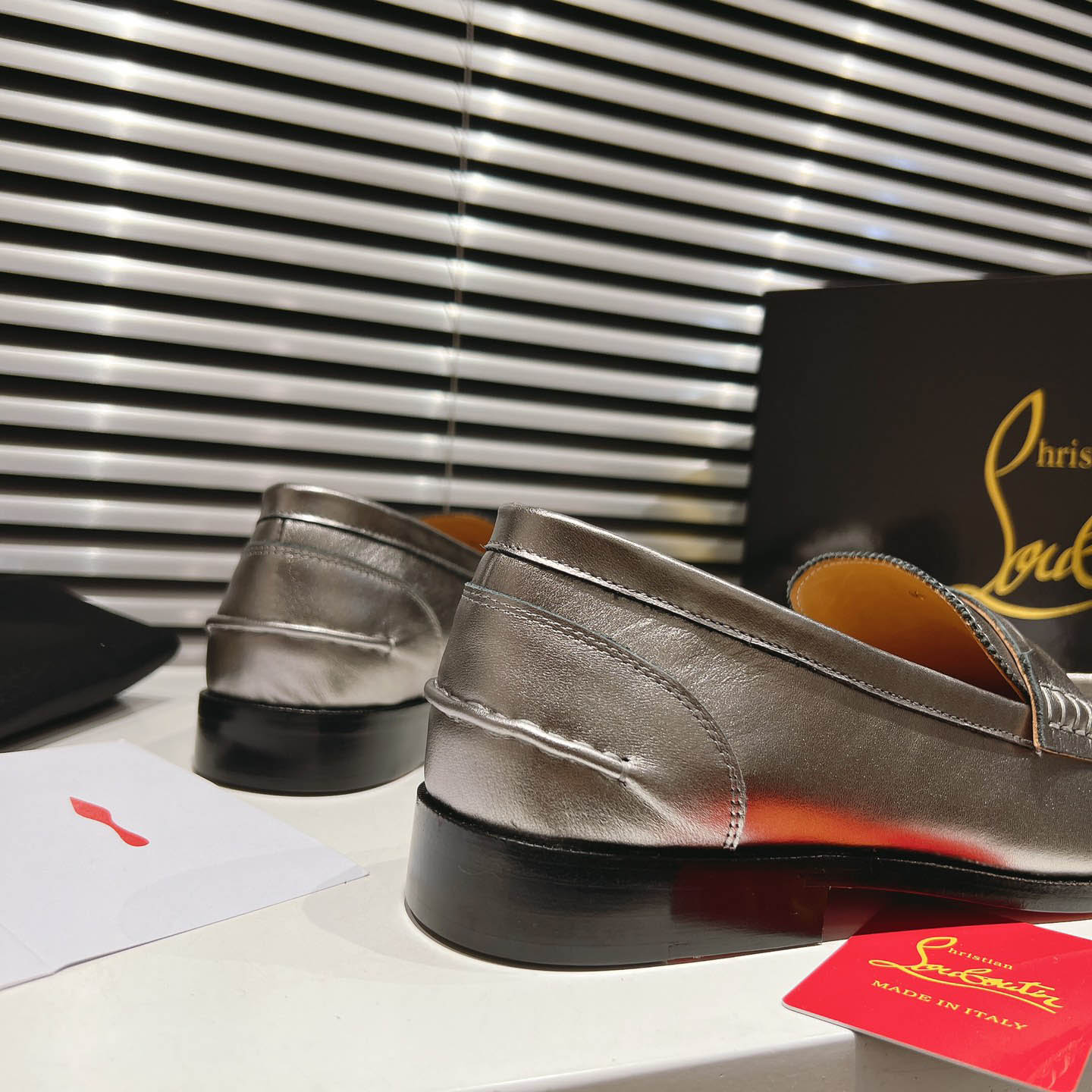 Christian Louboutin Silver Leather  Loafers - DesignerGu