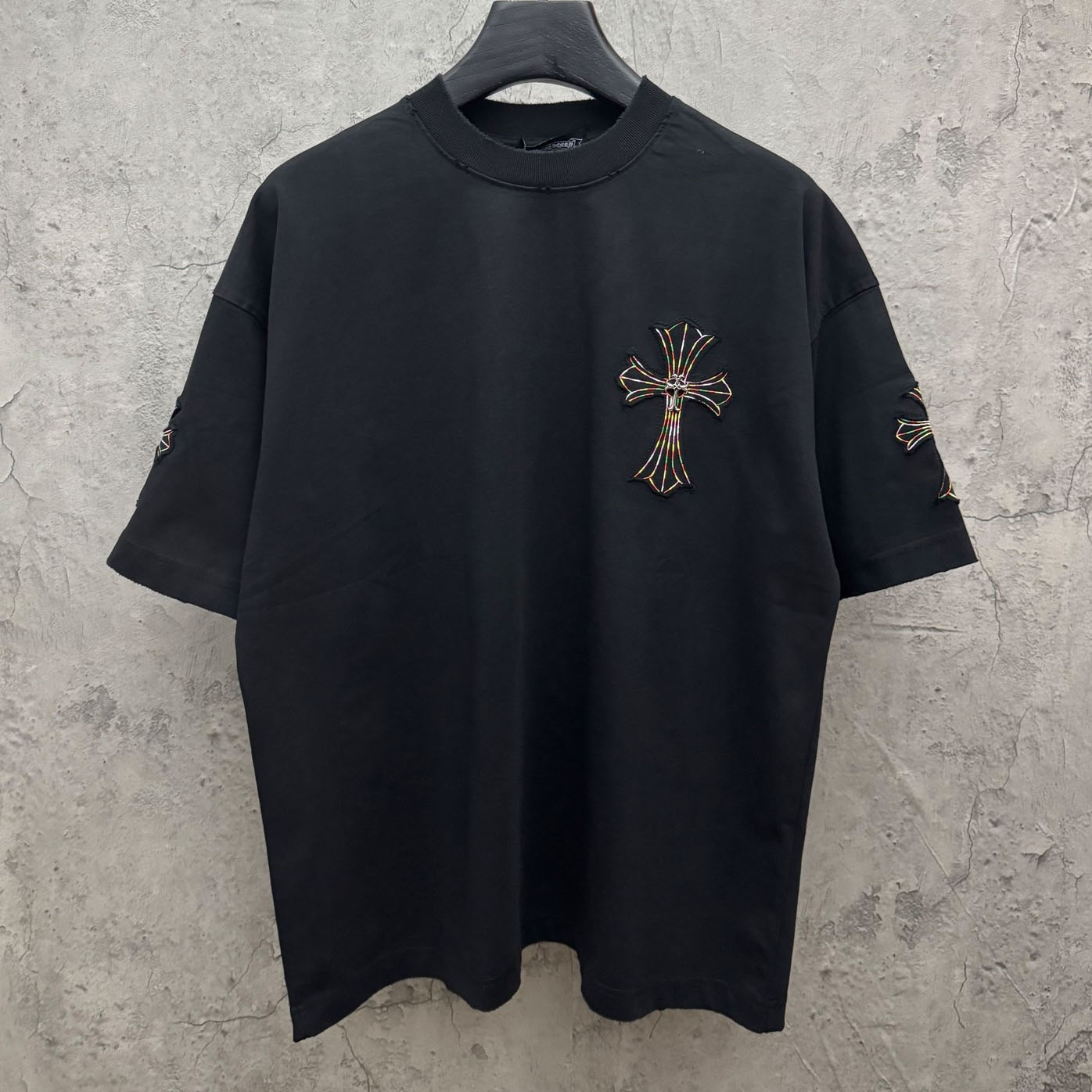 Chrome Hearts Cross Patch Embroidered Crewneck Tee 'Black' - DesignerGu