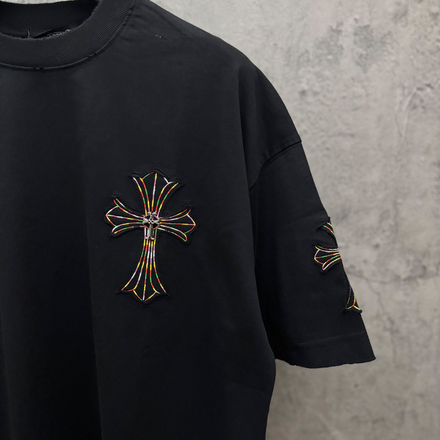 Chrome Hearts Cross Patch Embroidered Crewneck Tee 'Black' - DesignerGu
