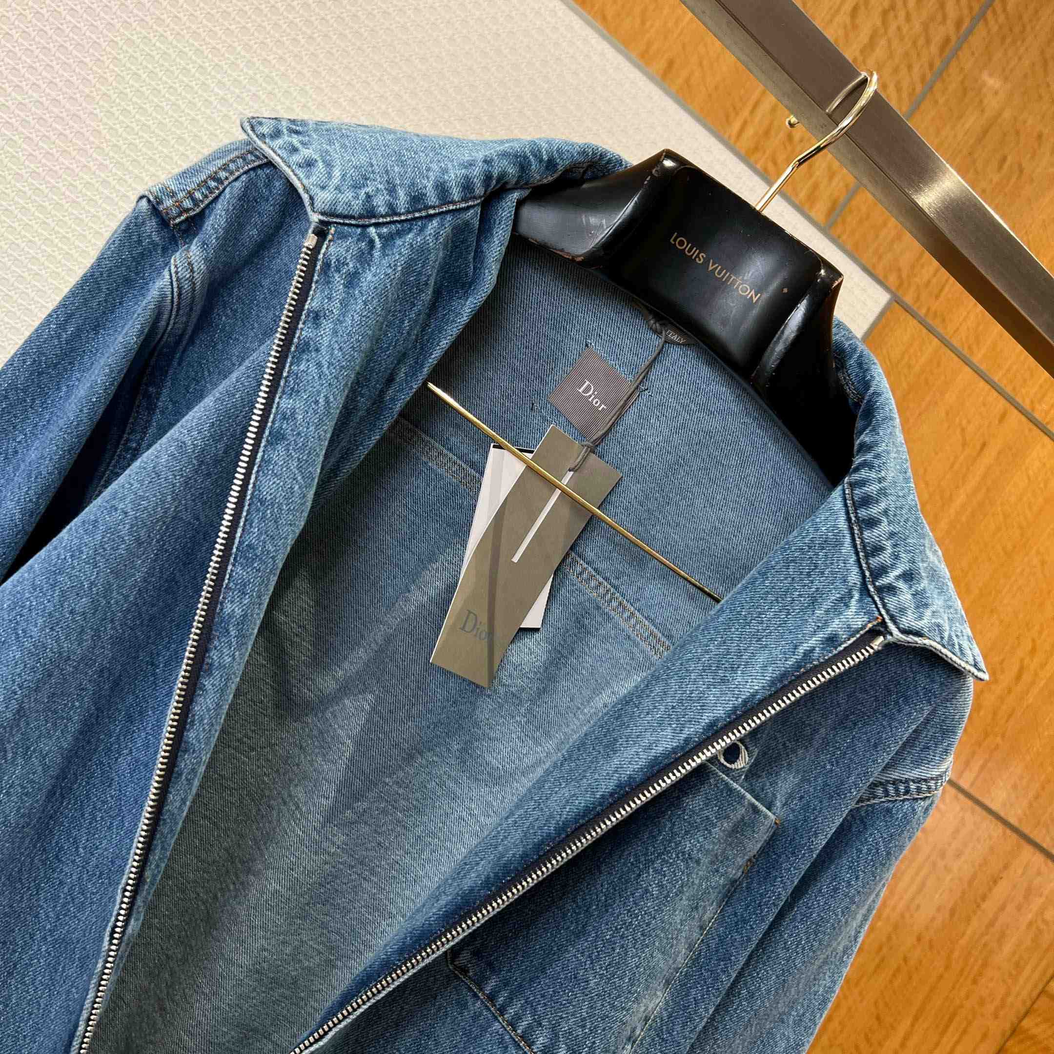 Dior Zipped Jacket Blue Cotton Twill - DesignerGu
