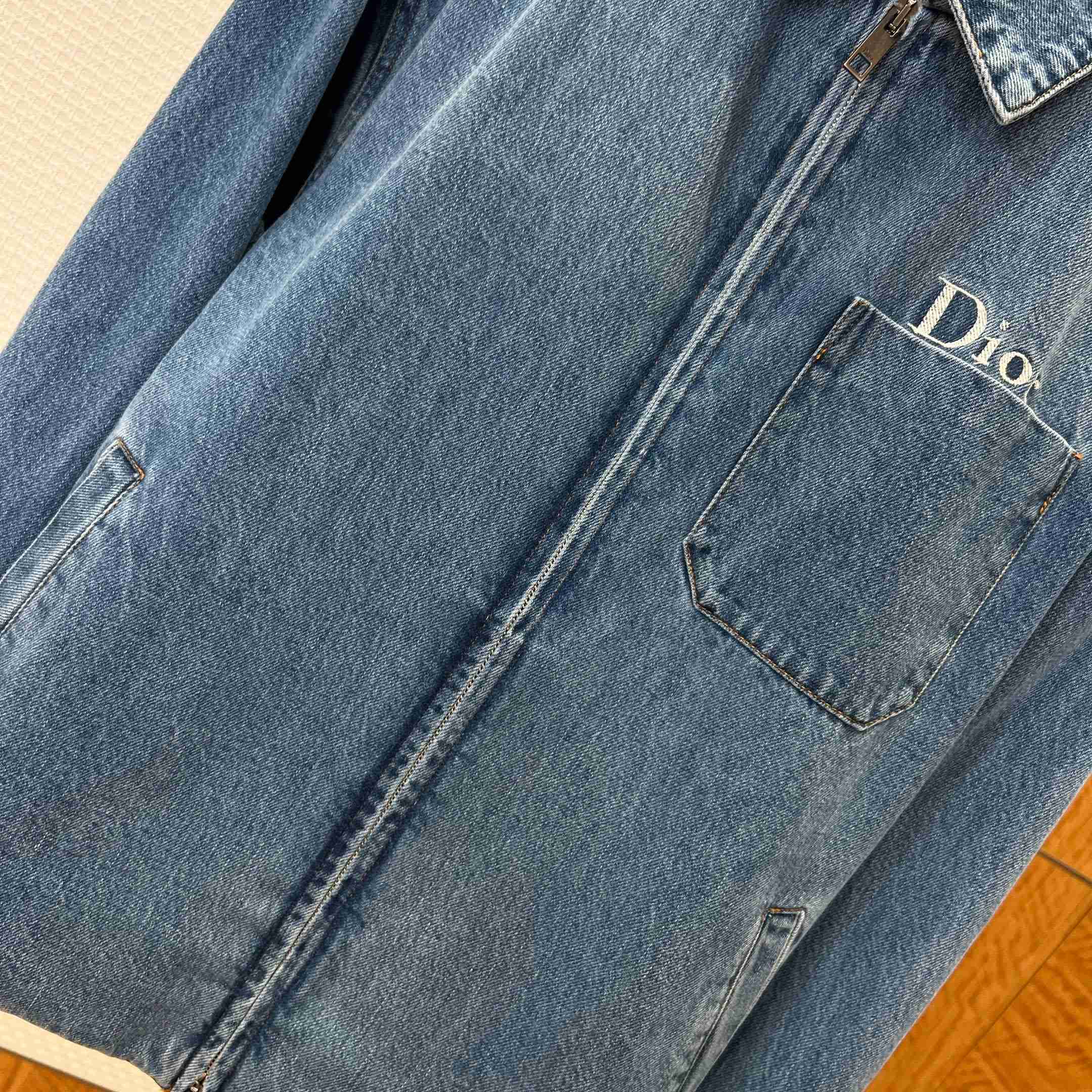 Dior Zipped Jacket Blue Cotton Twill - DesignerGu
